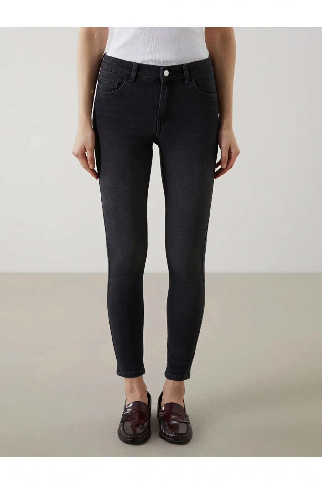 LCW Jeans Gri Mercury Skinny Fit Kadın Jean Pantolon