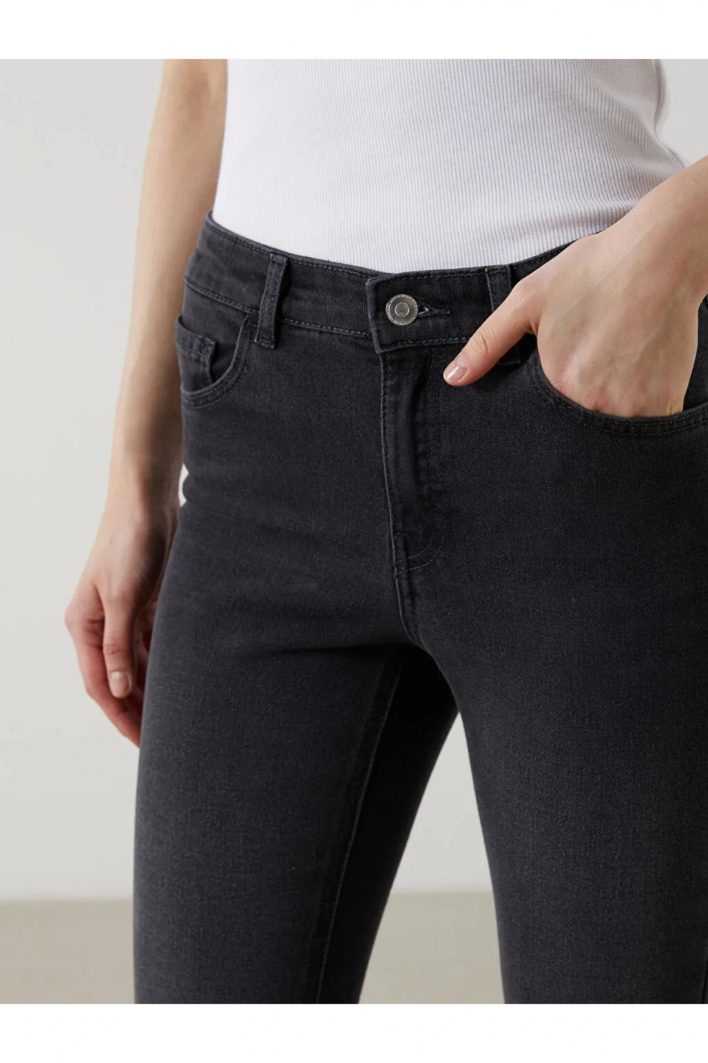 LCW Jeans Gri Mercury Skinny Fit Kadın Jean Pantolon