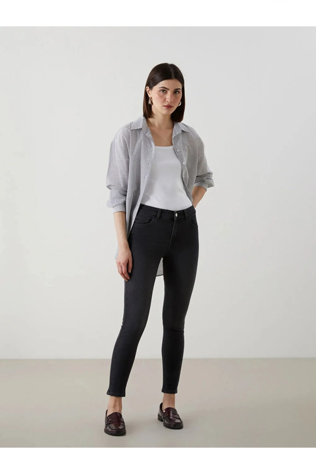 LCW Jeans Gri Mercury Skinny Fit Kadın Jean Pantolon