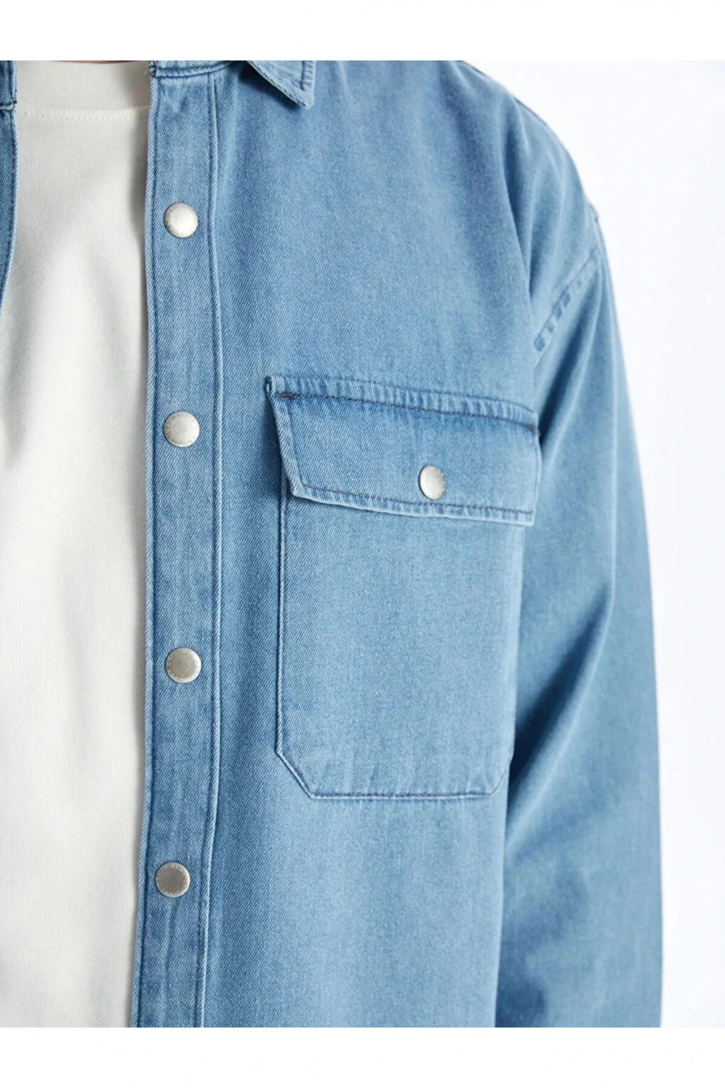 LCW Jeans İndigo Rahat Kalıp Uzun Kollu Erkek Jean Gömlek