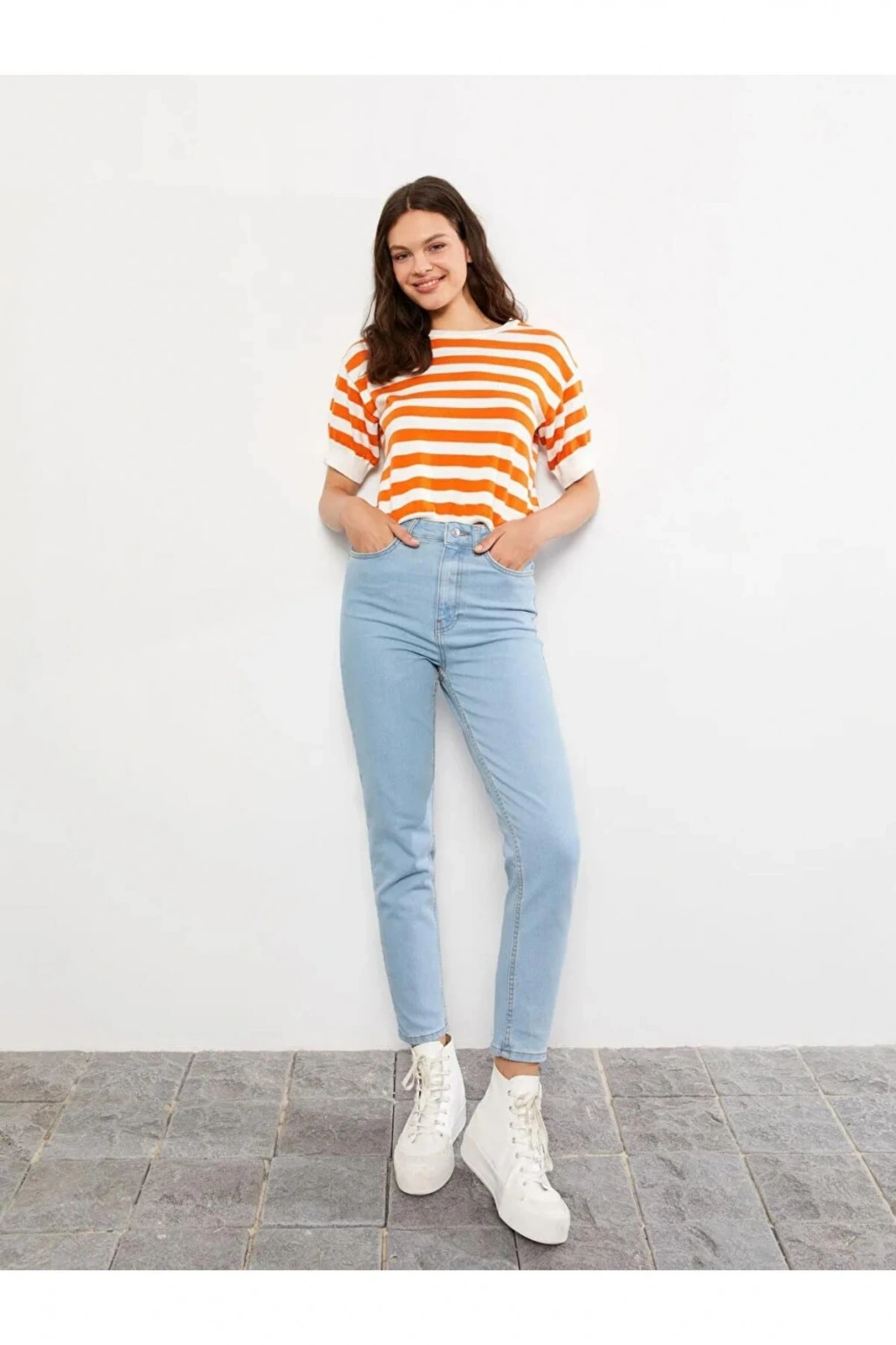 LCW Jeans İndigo Yüksek Bel Slim Fit Kadın Jean Pantolon