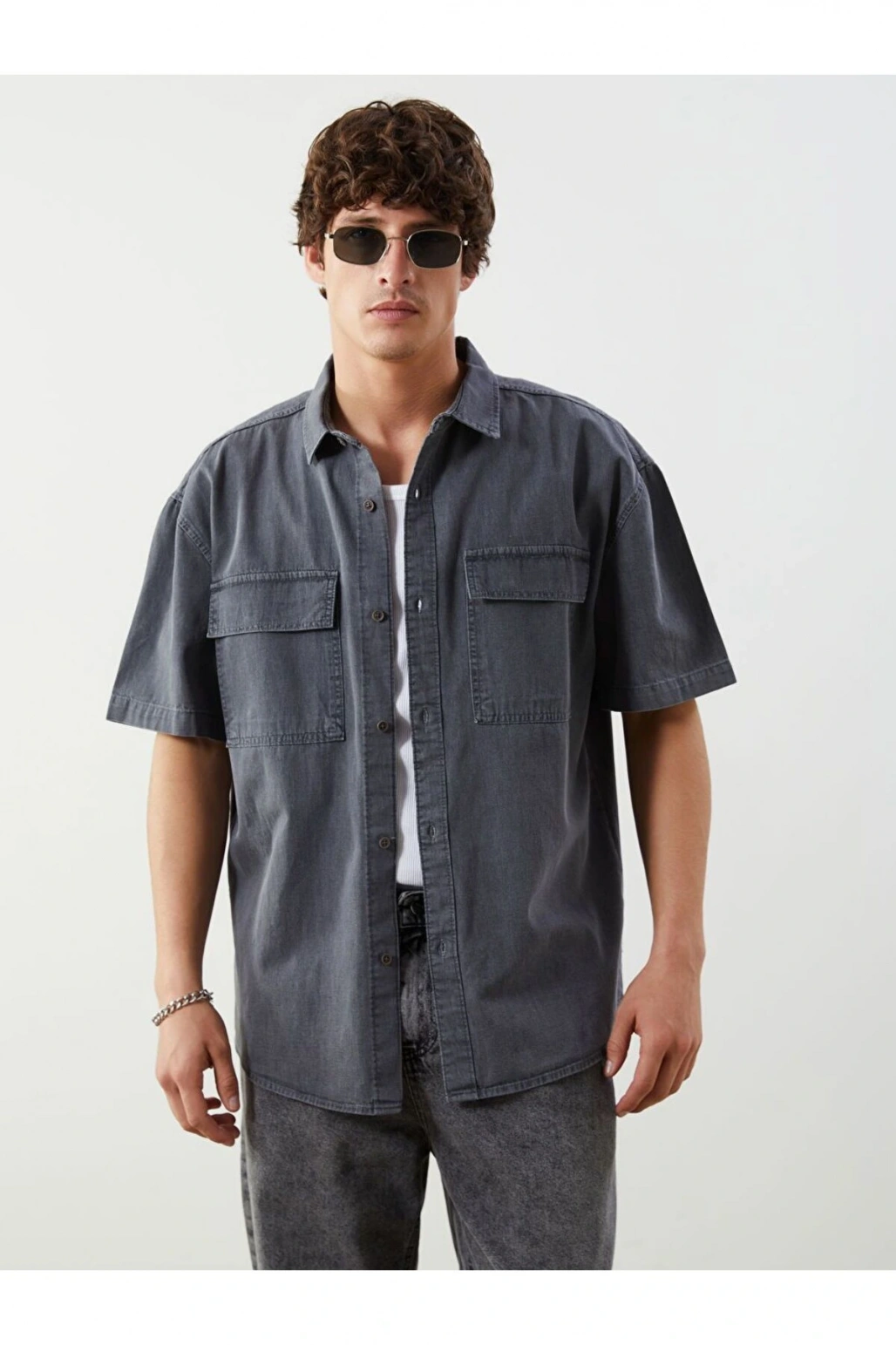 LCW Jeans Rahat Kalıp Kısa Kollu Erkek Jean Gömlek