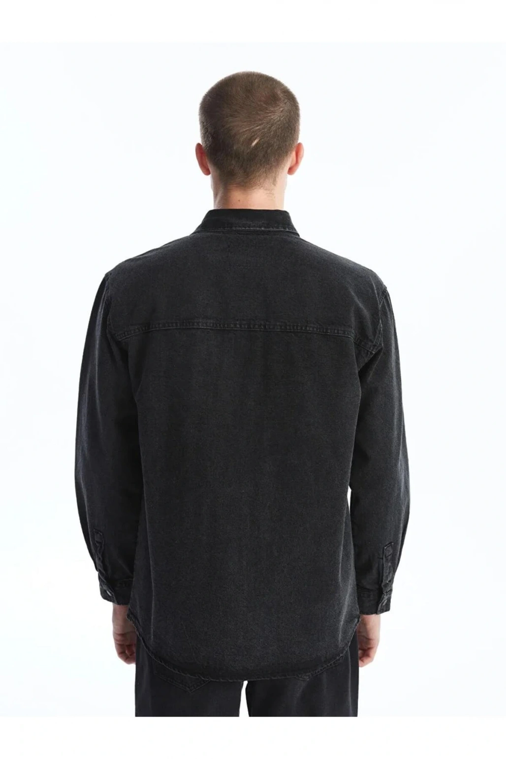 LCW Jeans Siyah Regular Fit Uzun Kollu Erkek Jean Gömlek