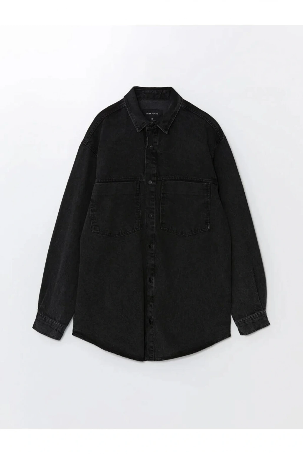 LCW Jeans Siyah Regular Fit Uzun Kollu Erkek Jean Gömlek