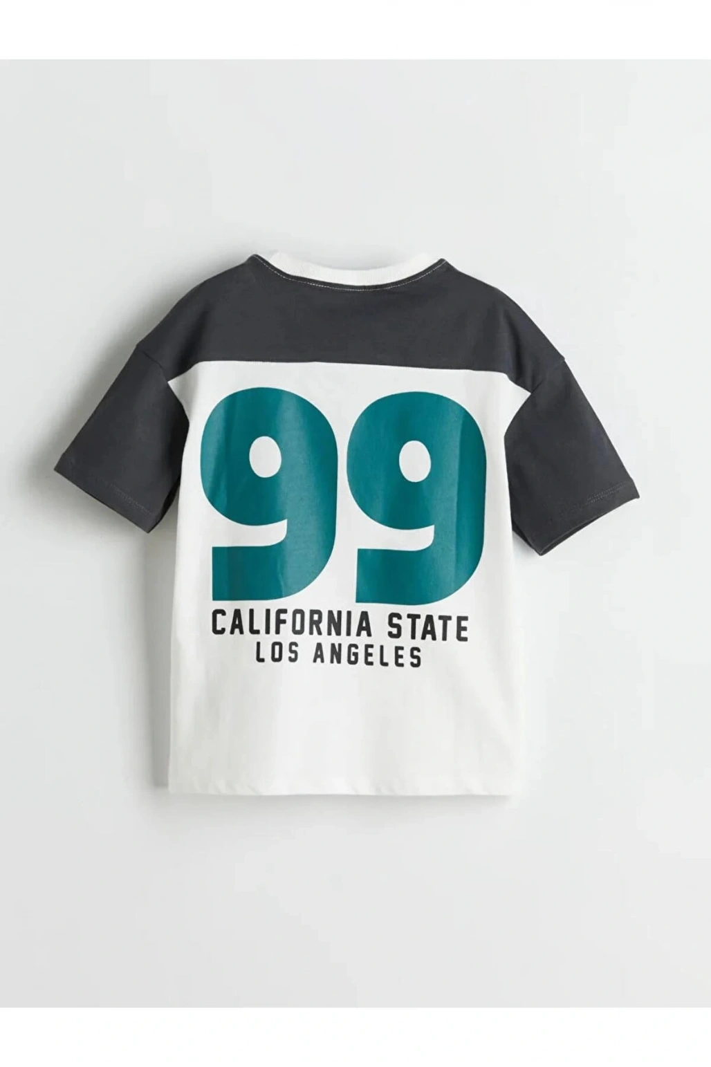 LCW Kids Antrasit Bisiklet Yaka Yazı Baskılı Erkek Çocuk Tişört