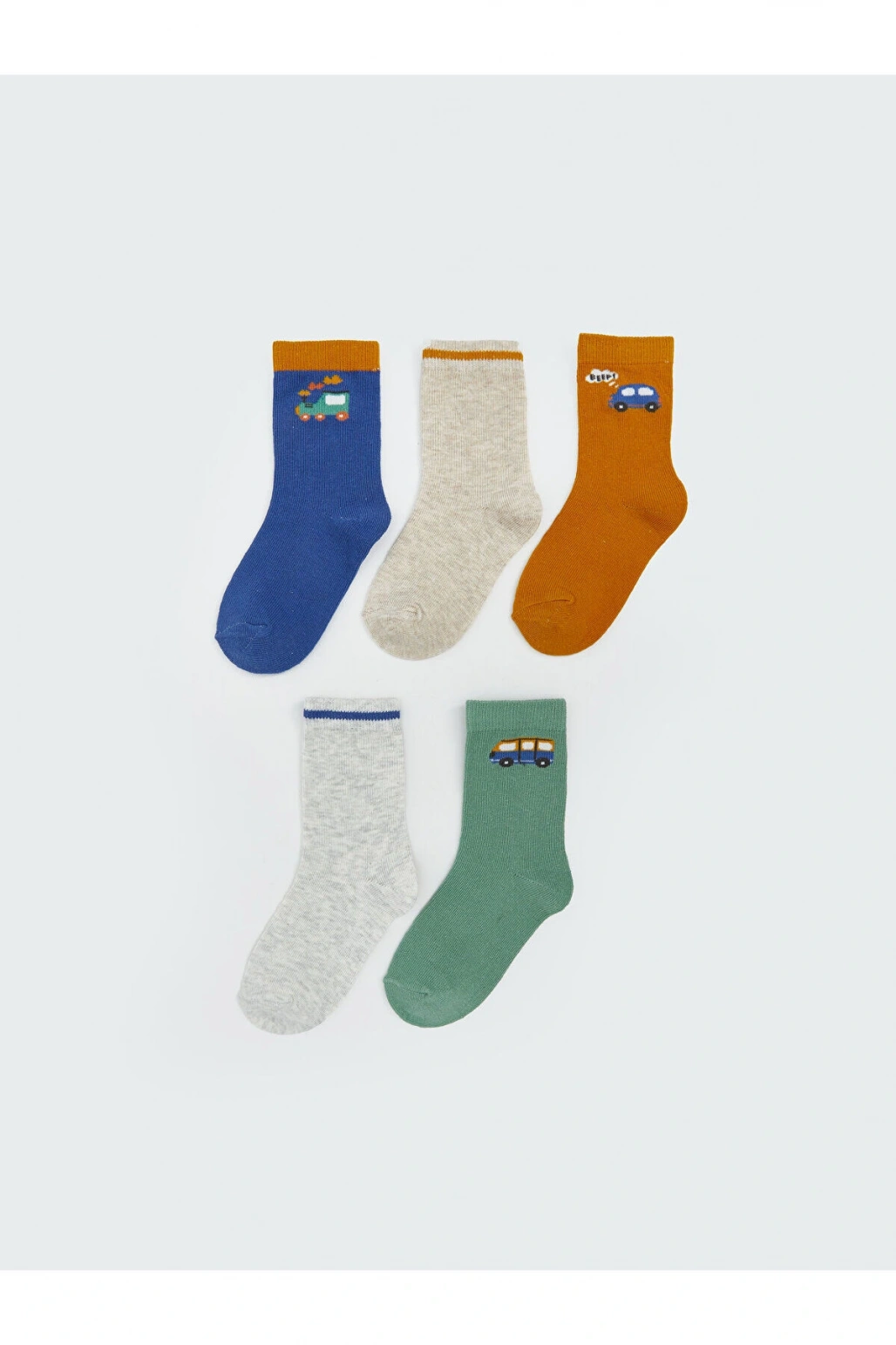 LCW Kids Araba Baskılı Erkek Çocuk Soket Çorap 5li (W5)