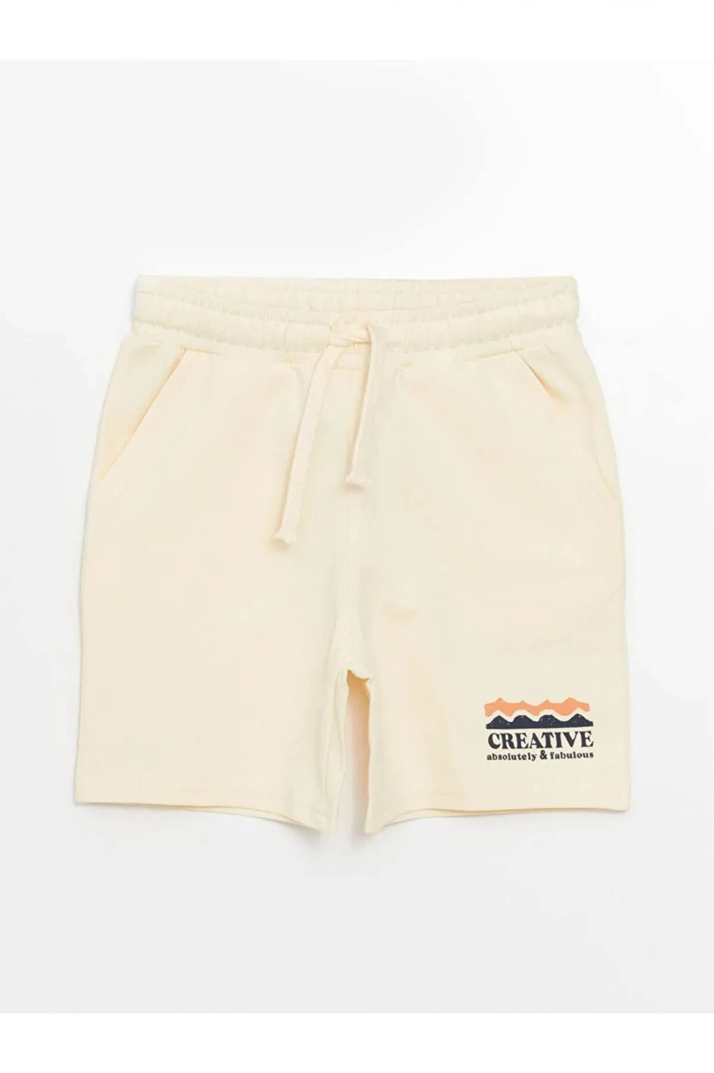 LCW Kids Bej Beli Lastikli Baskılı Erkek Çocuk Şort