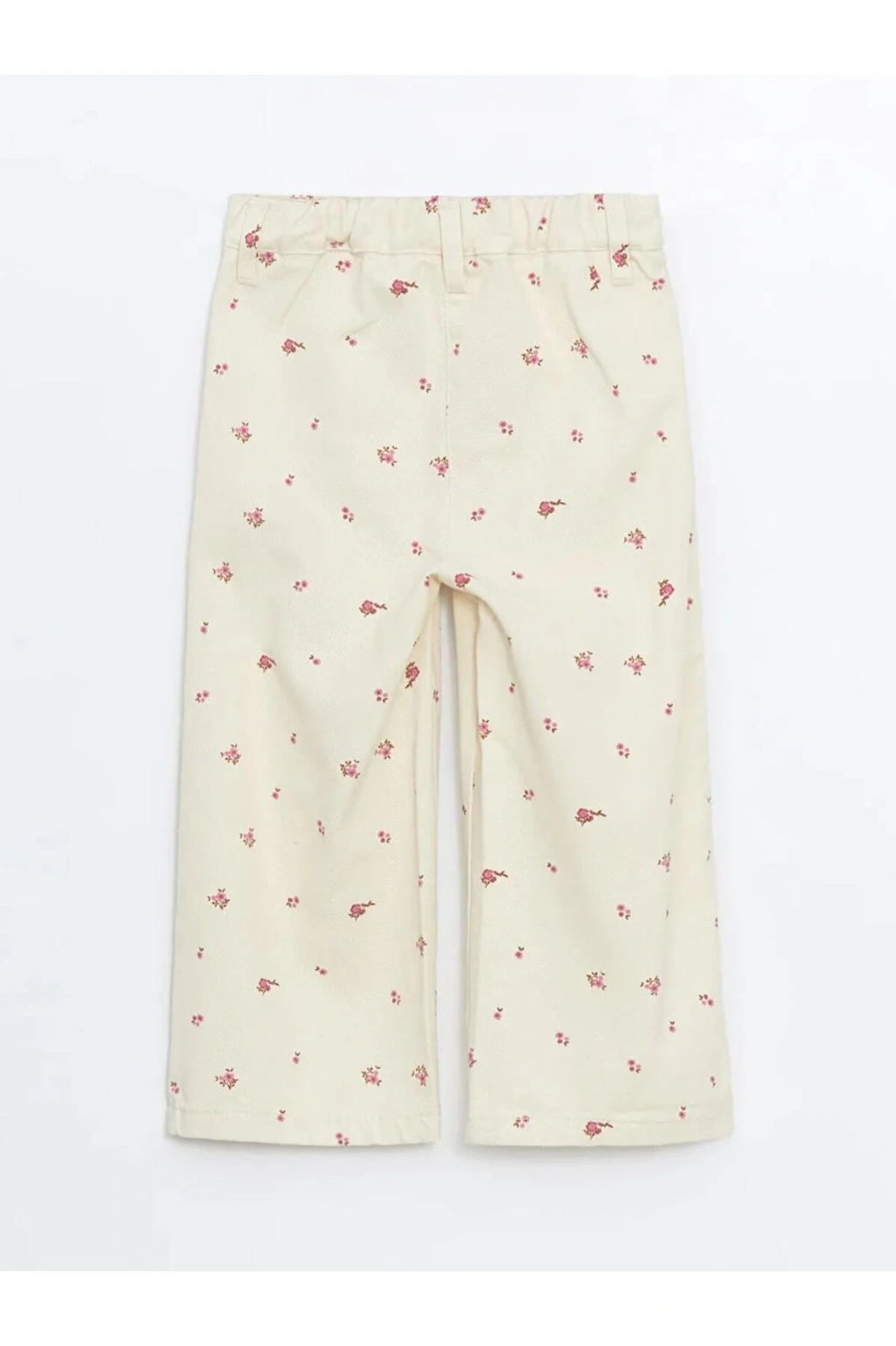 LCW Kids Bej Beli Lastikli Baskılı Kız Bebek Pantolon