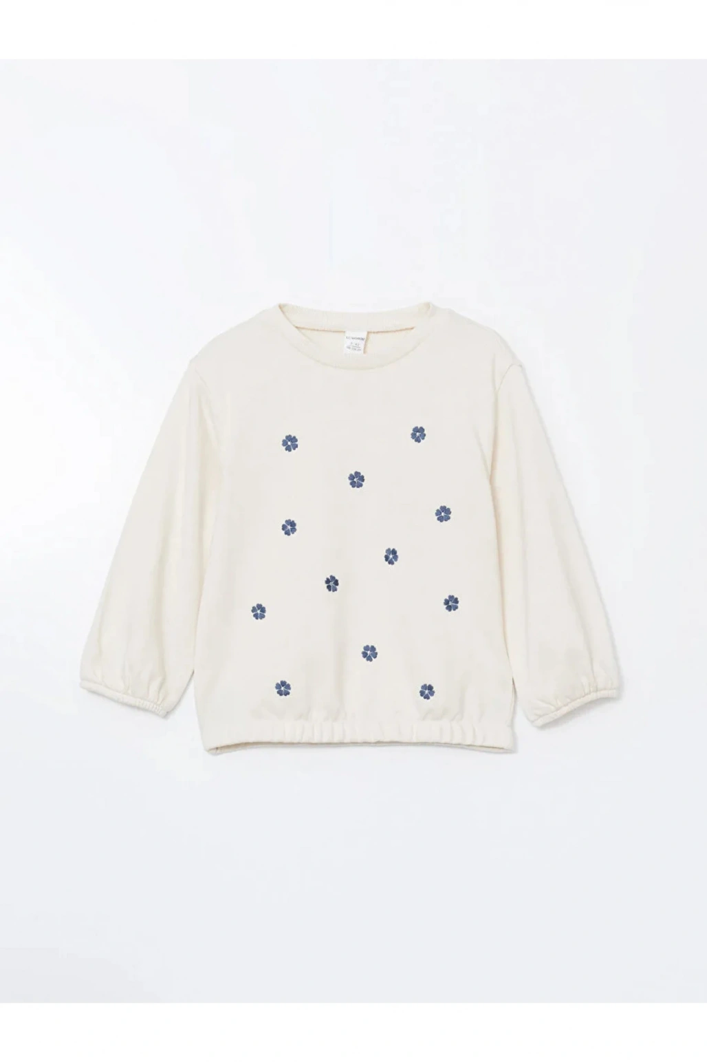 LCW Kids Bej Bisiklet Yaka Çiçekli Kız Çocuk Sweatshirt ve Tayt Pantolon 2li