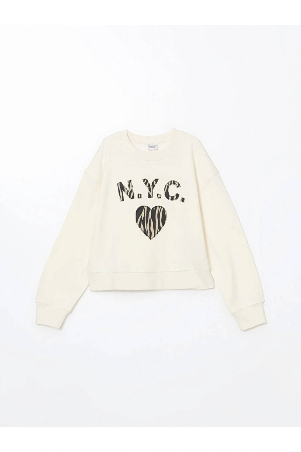 Lcw Kids Bej Bisiklet Yaka Kız Çocuk Kalın Crop Sweatshirt