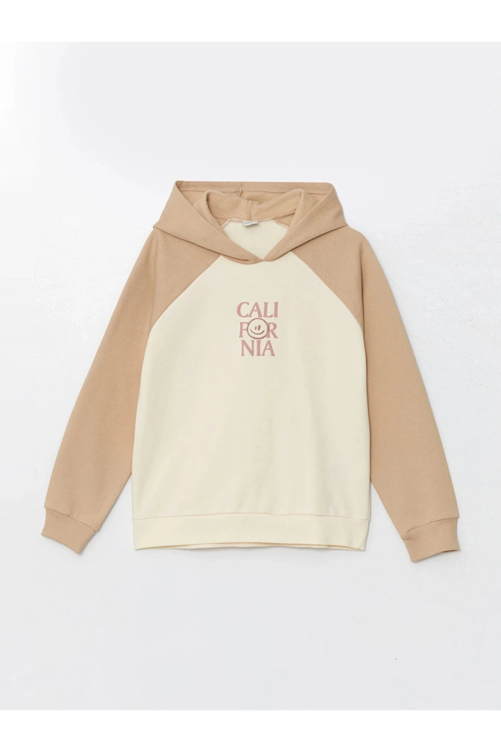 LCW Kids Bej Kapüşonlu Kız Çocuk Kalın Sweatshirt