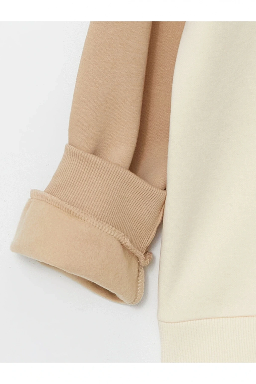 LCW Kids Bej Kapüşonlu Kız Çocuk Kalın Sweatshirt