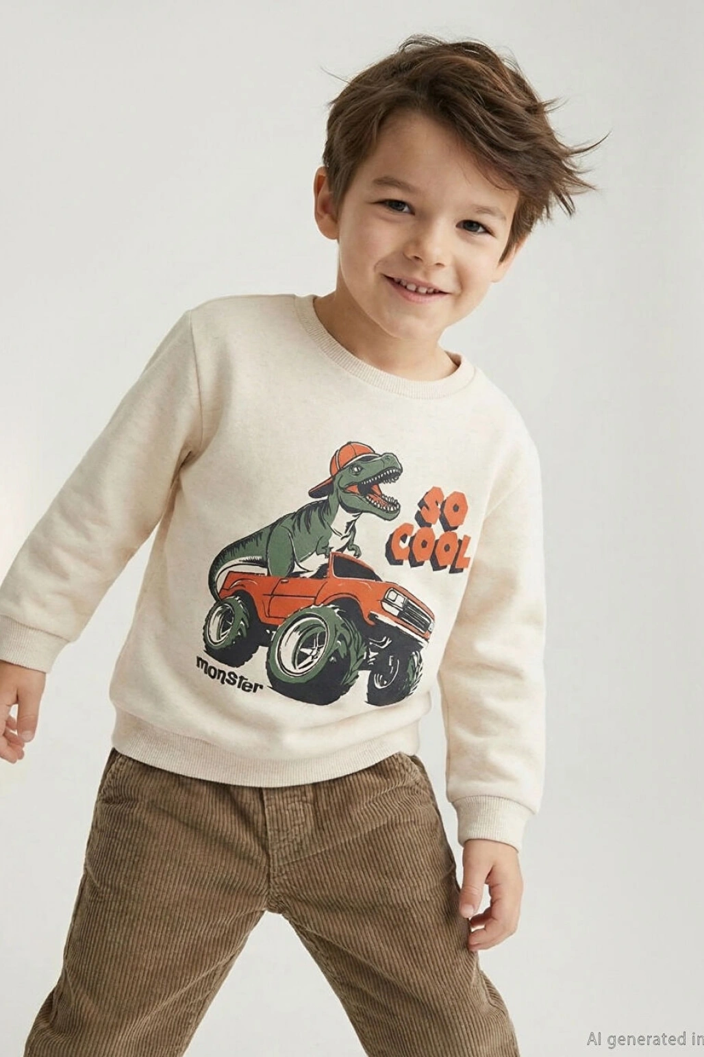 LCW Kids Beyaz Baskılı Erkek Çocuk Sweatshirt