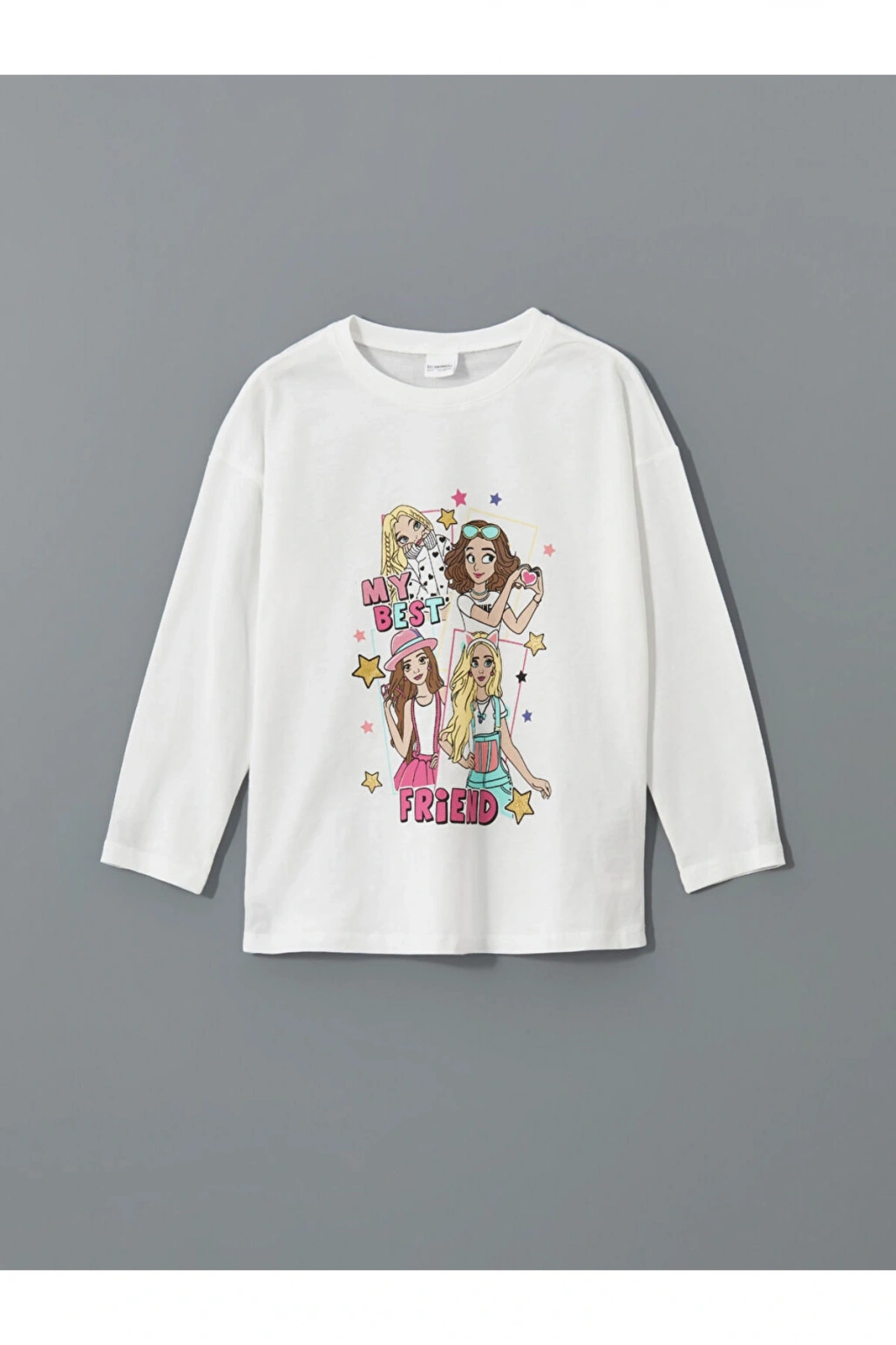 LCW Kids Beyaz Bisiklet Yaka Kız Çocuk Pijama Takım