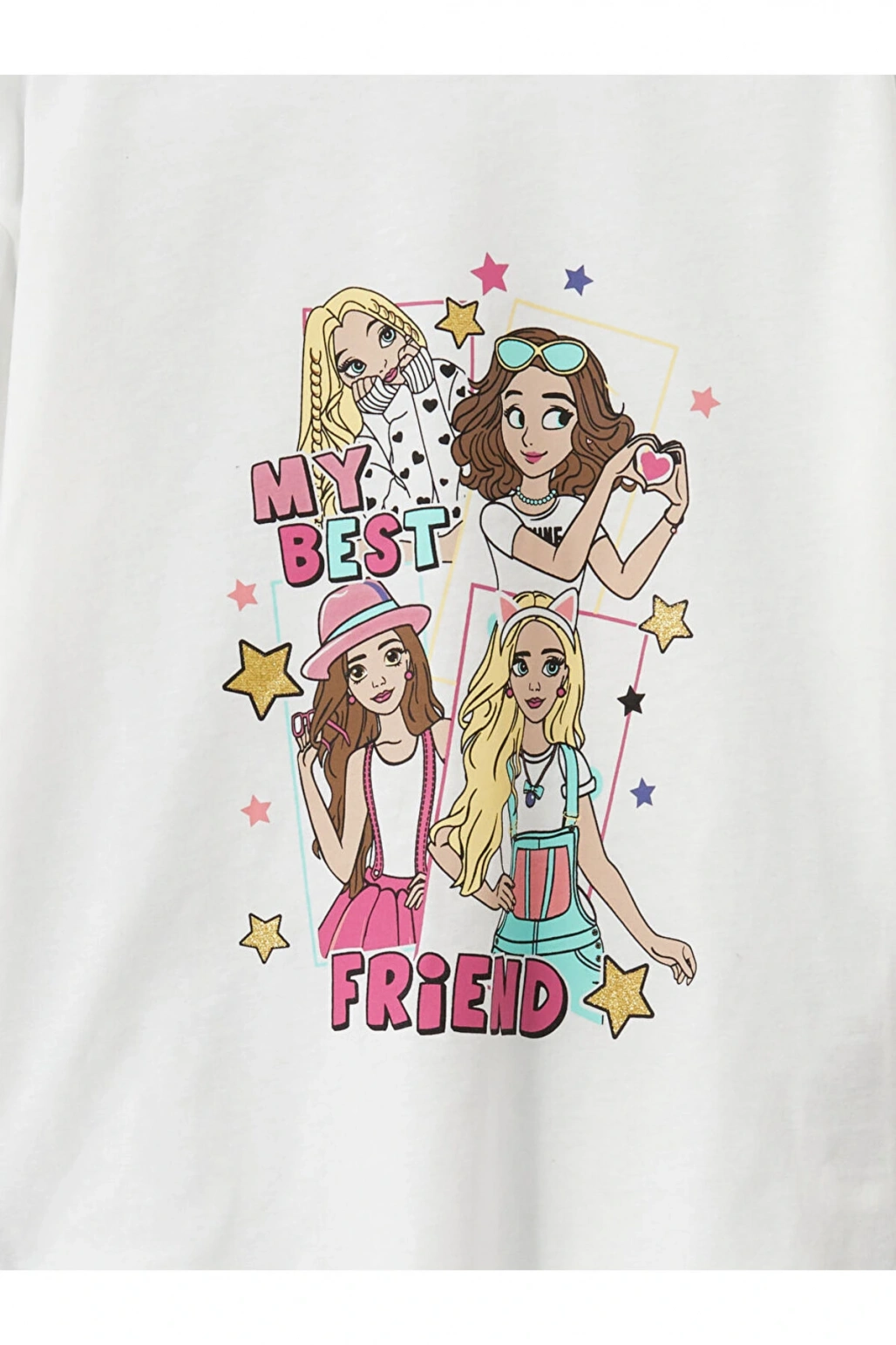 LCW Kids Beyaz Bisiklet Yaka Kız Çocuk Pijama Takım