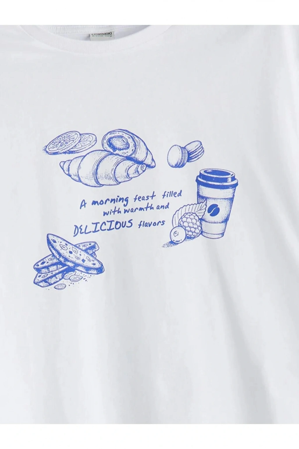 LCW Kids Beyaz Bisiklet Yaka Kız Çocuk Tişört