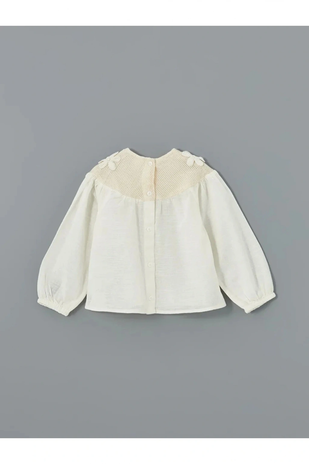LCW Kids Beyaz Bisiklet Yaka Nakışlı Kız Bebek Bluz