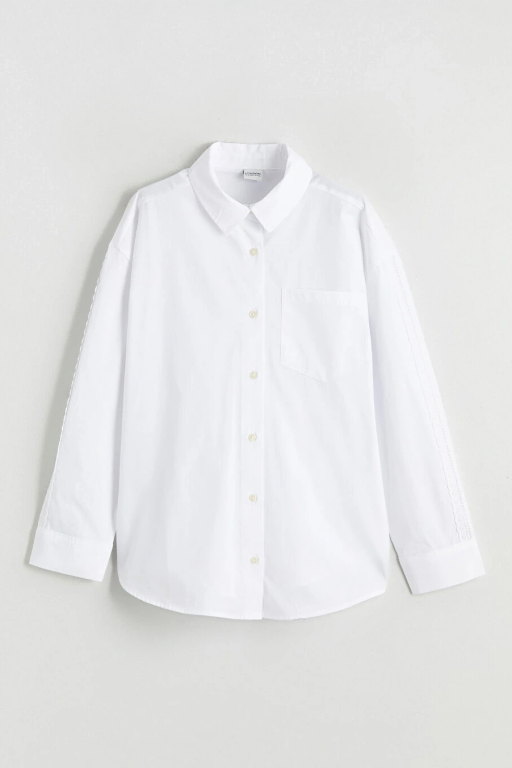 LCW Kids Beyaz Dantel Detaylı Kız Çocuk Gömlek