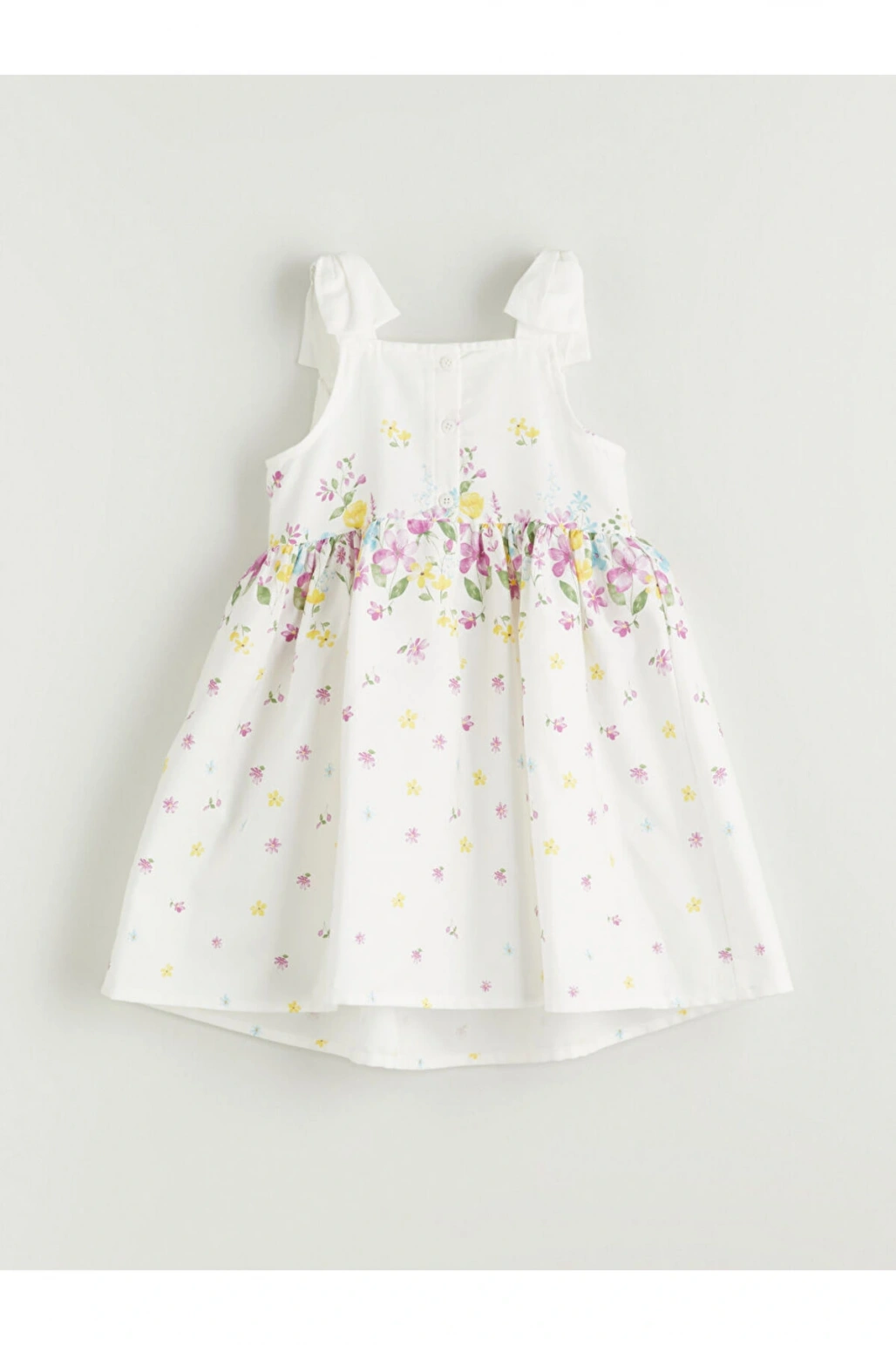 LCW Kids Beyaz Kare Yaka Çiçekli Saten Kız Çocuk Elbise S5GH10Z1NVY25