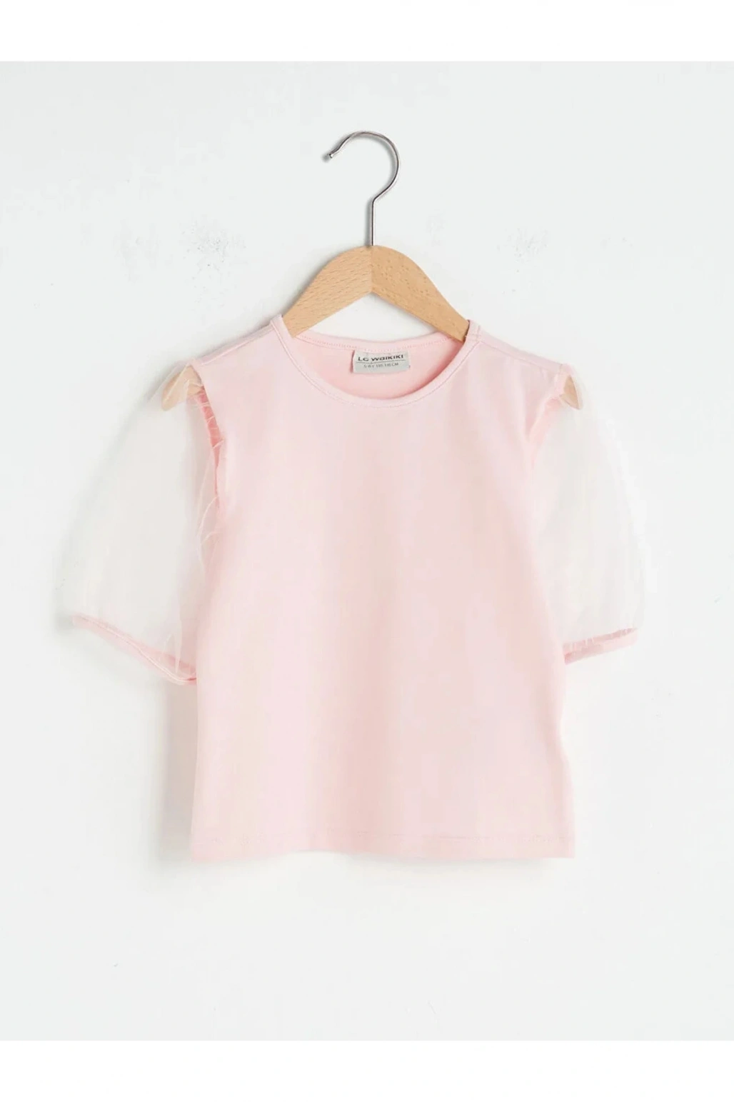 LCW Kids Bisiklet Yaka Basic Kısa Kollu Kız Çocuk Bluz Tişört