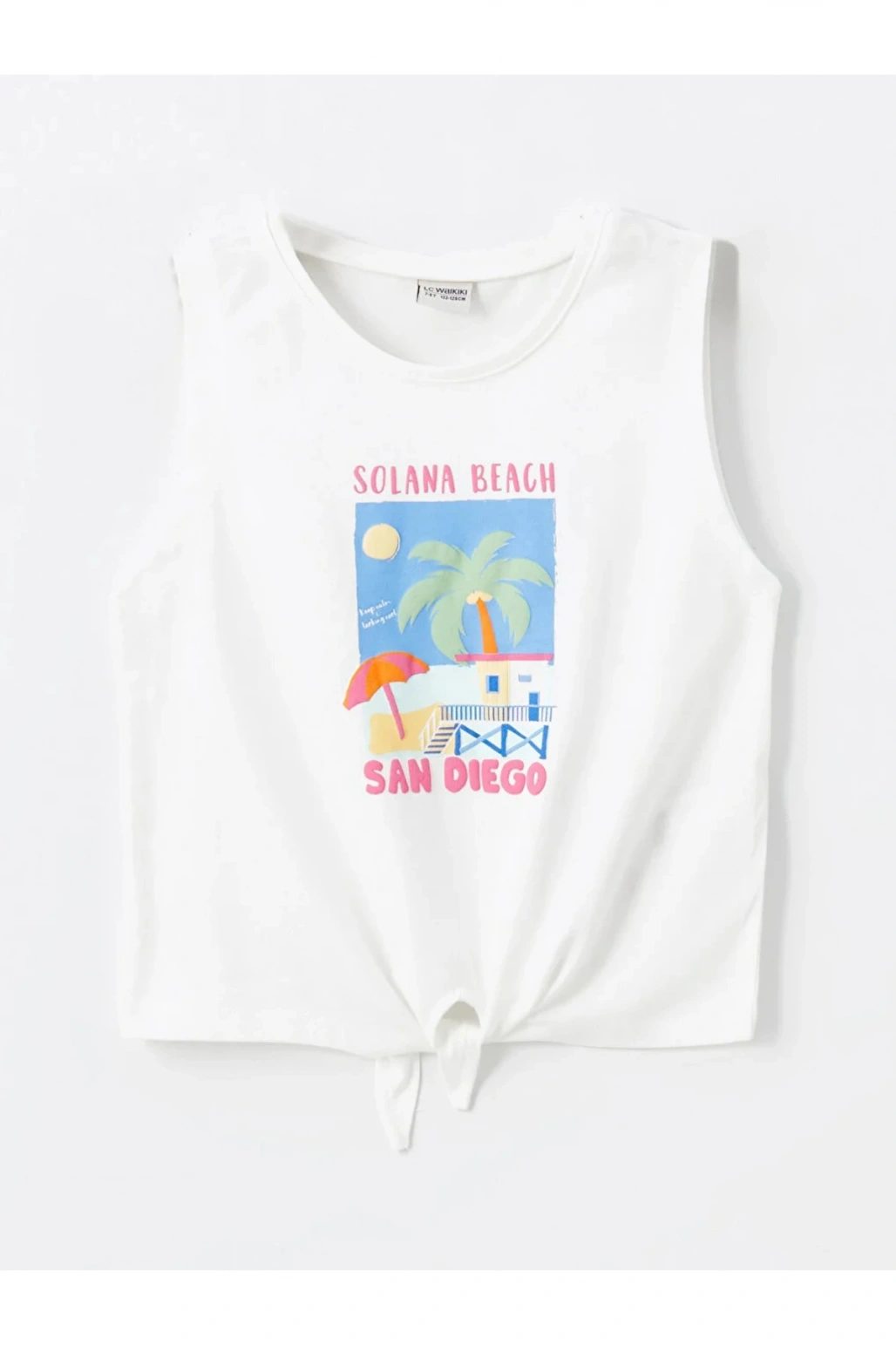 LCW Kids Bisiklet Yaka Baskılı Kız Çocuk Crop Atlet