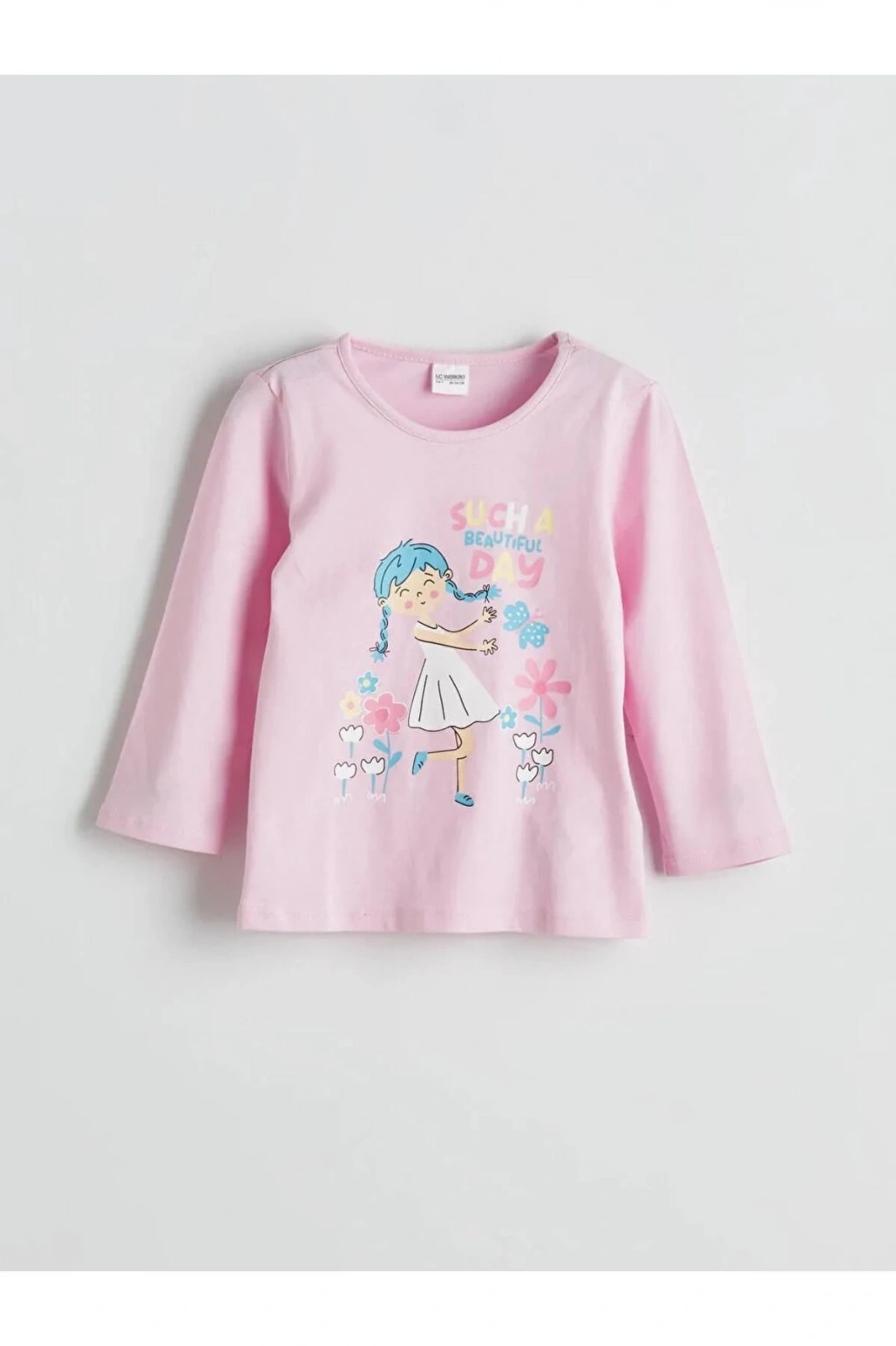 LCW Kids Bisiklet Yaka Baskılı Kız Çocuk Pijama Takımı