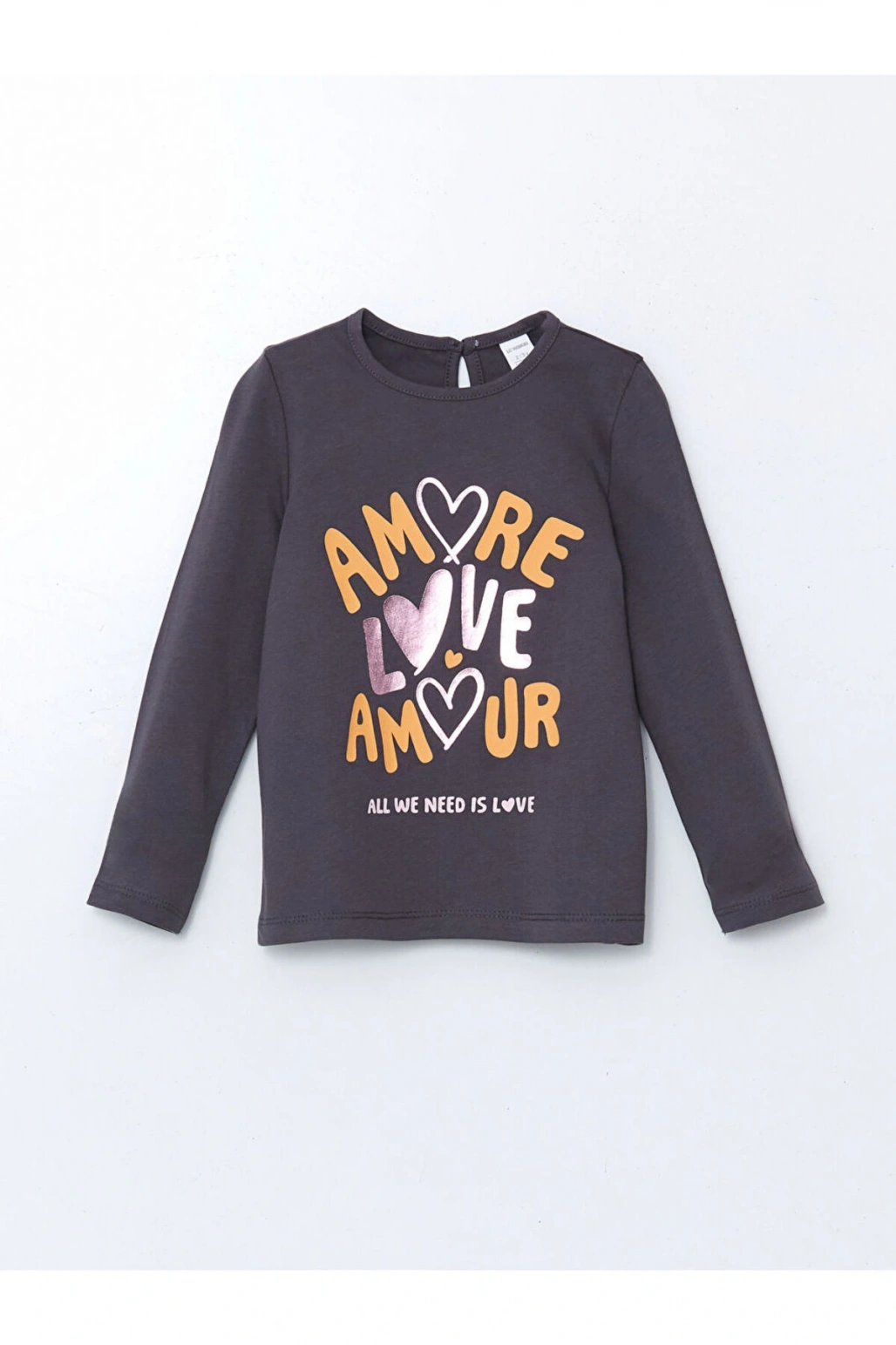 LCW Kids Bisiklet Yaka Baskılı Kız Çocuk Tişört