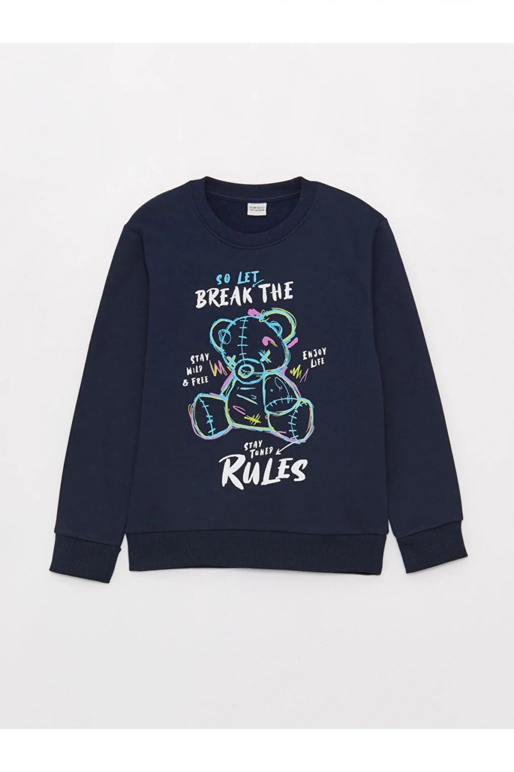 LCW Kids Bisiklet Yaka Baskılı Uzun Kollu Erkek Çocuk Sweatshirt