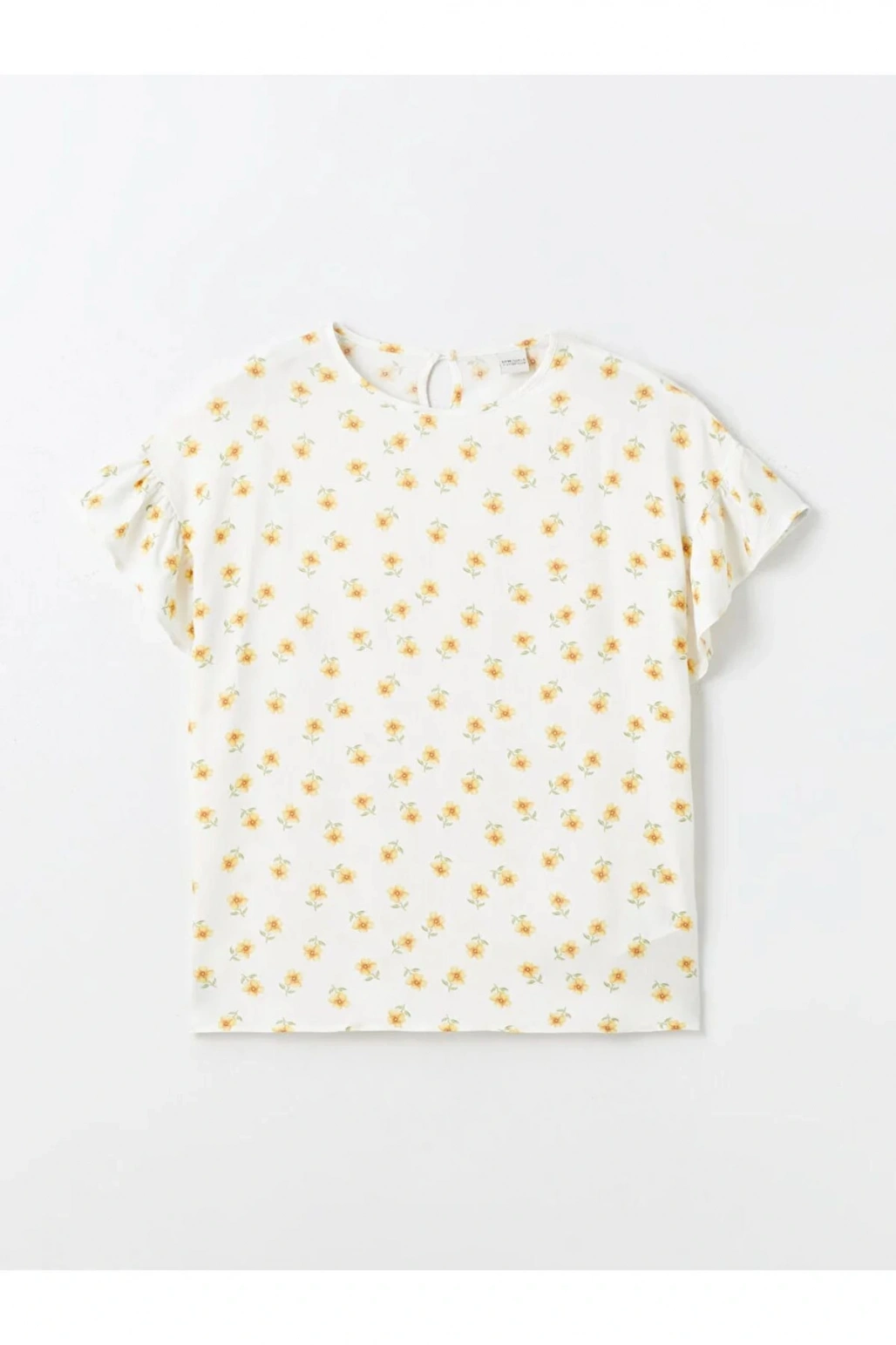 LCW Kids Bisiklet Yaka Çiçekli Kız Çocuk Bluz