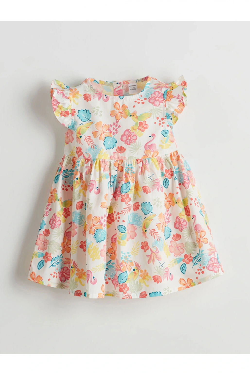 LCW Kids Bisiklet Yaka Çiçekli Kız Çocuk Poplin Elbise