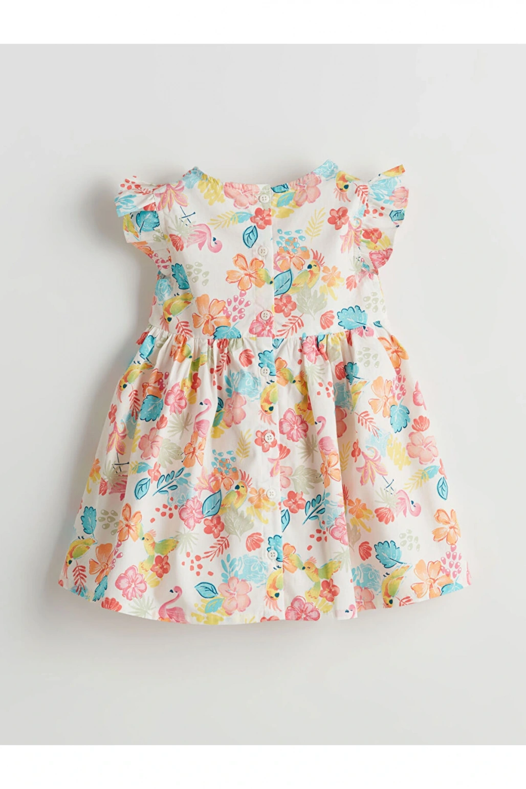 LCW Kids Bisiklet Yaka Çiçekli Kız Çocuk Poplin Elbise