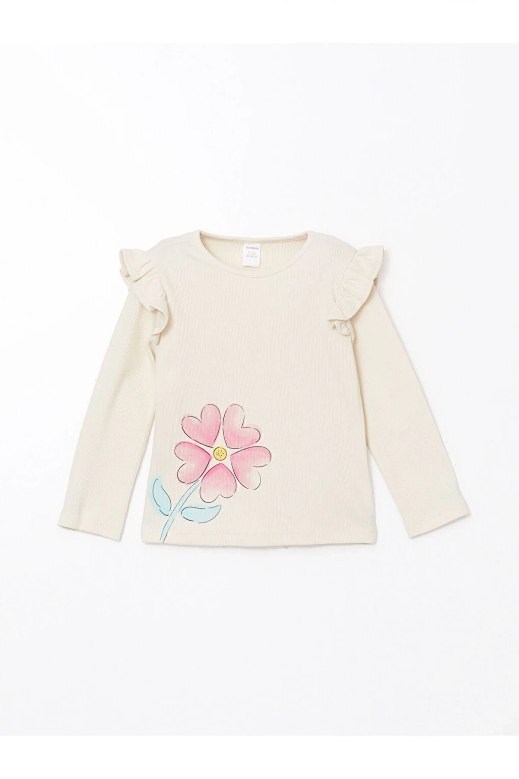 LCW Kids Bisiklet Yaka Çiçekli Kız Çocuk Tişört