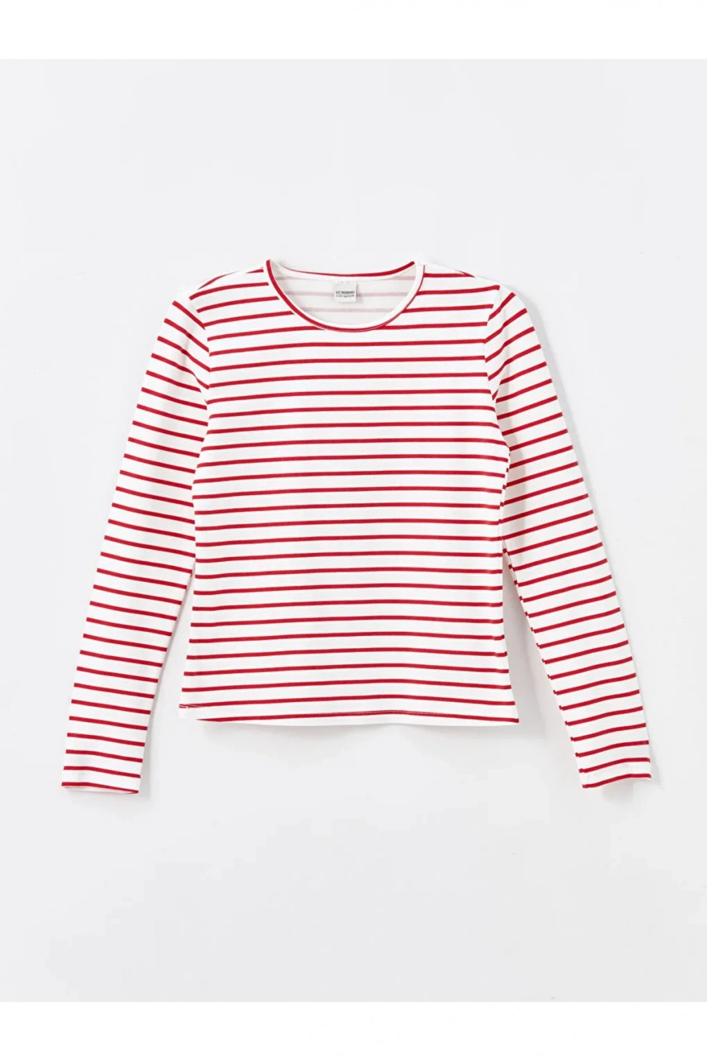 LCW Kids Bisiklet Yaka Çizgili Uzun Kollu Kız Çocuk Tişört (W4)