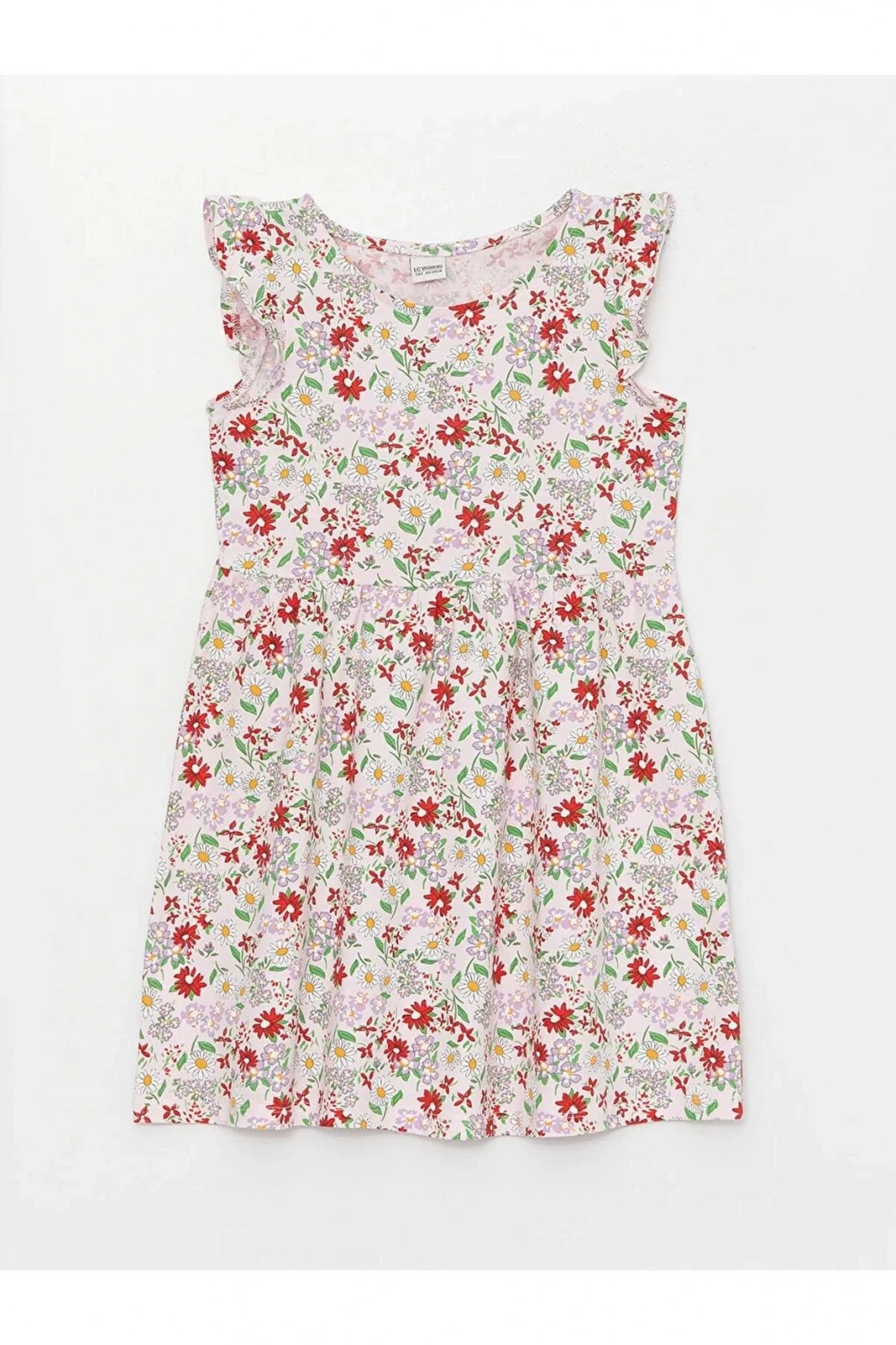 Lcw Kids Bisiklet Yaka Desenli Kız Çocuk Elbise