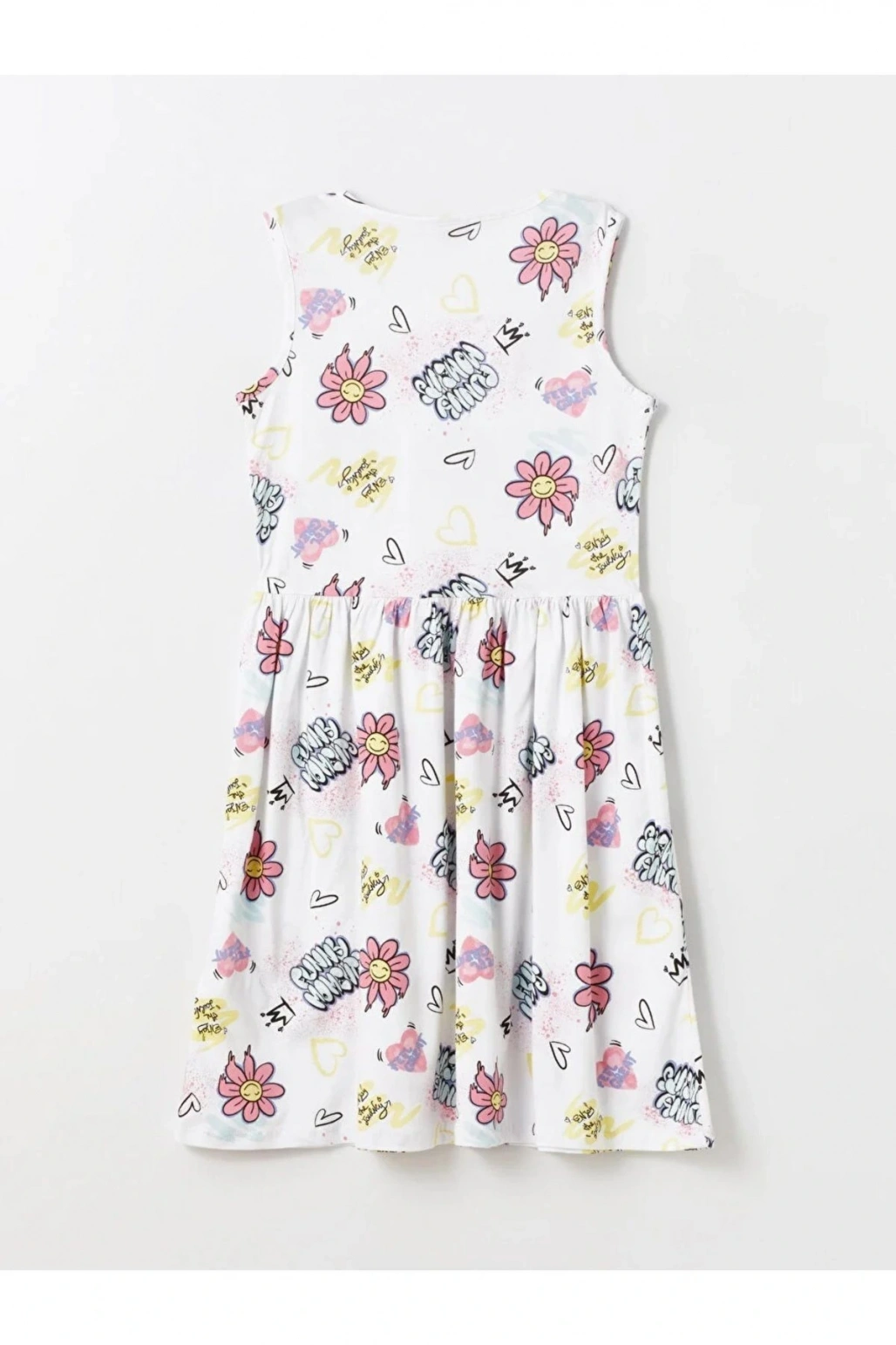 LCW Kids Bisiklet Yaka Desenli Kız Çocuk Elbise 2li