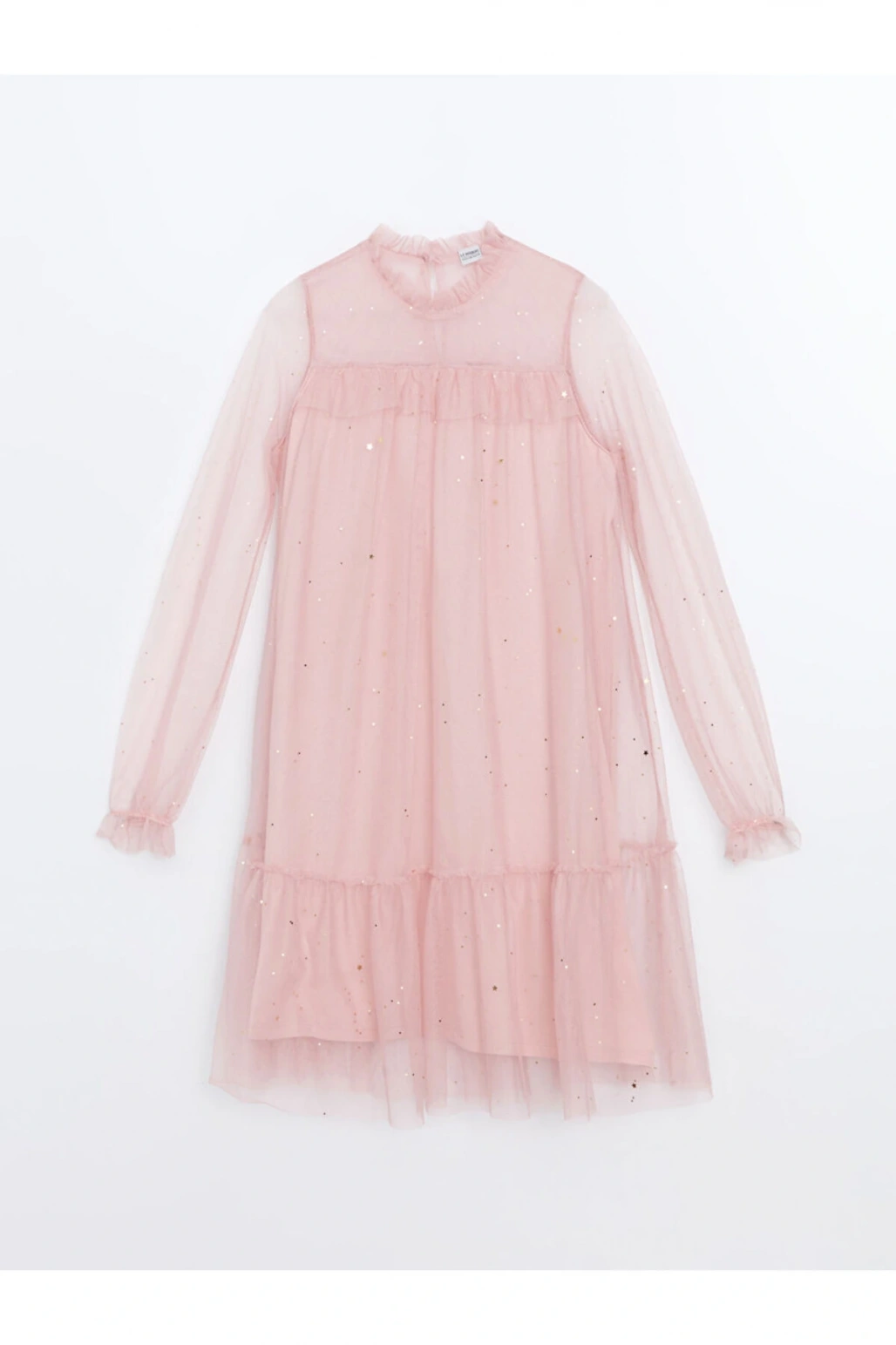 LCW Kids Bisiklet Yaka Işıltılı Kız Çocuk Elbise