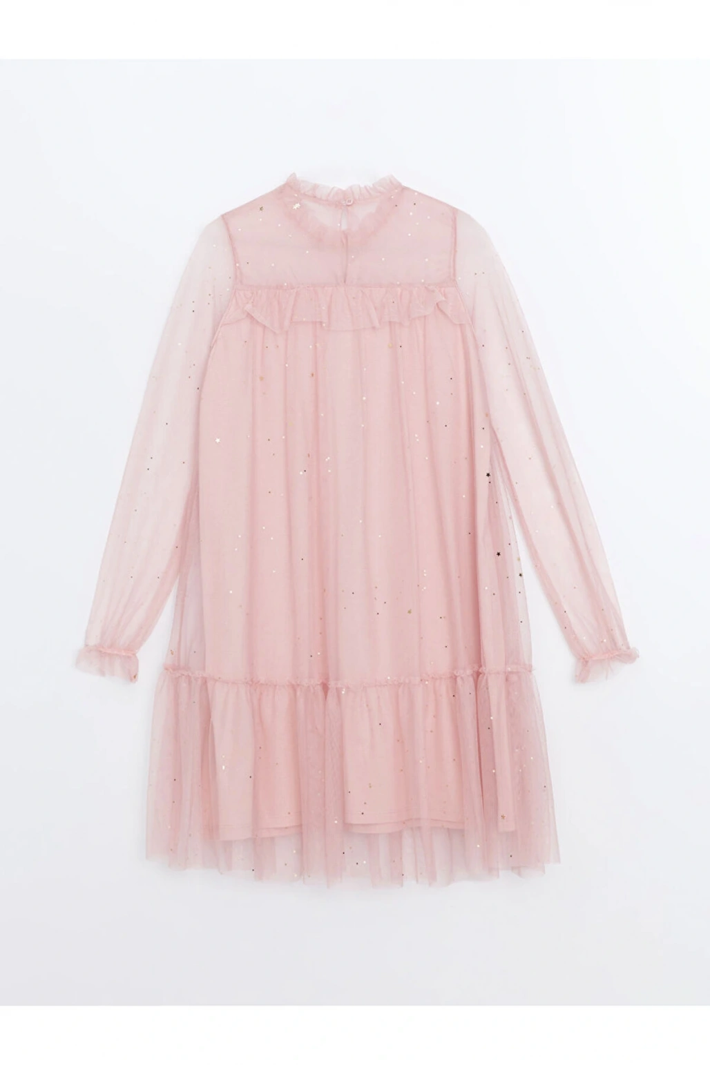 LCW Kids Bisiklet Yaka Işıltılı Kız Çocuk Elbise