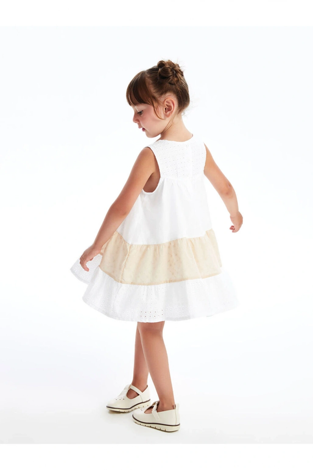 LCW Kids Bisiklet Yaka Kısa Kollu Kız Çocuk Tül Elbise