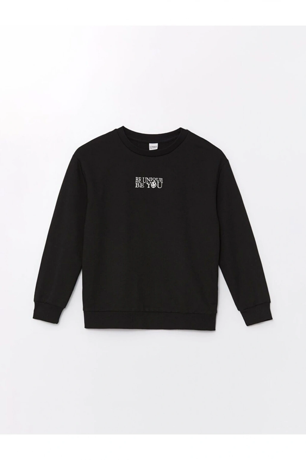 LCW Kids Bisiklet Yaka Nakışlı Uzun Kollu Kız Çocuk Sweatshirt