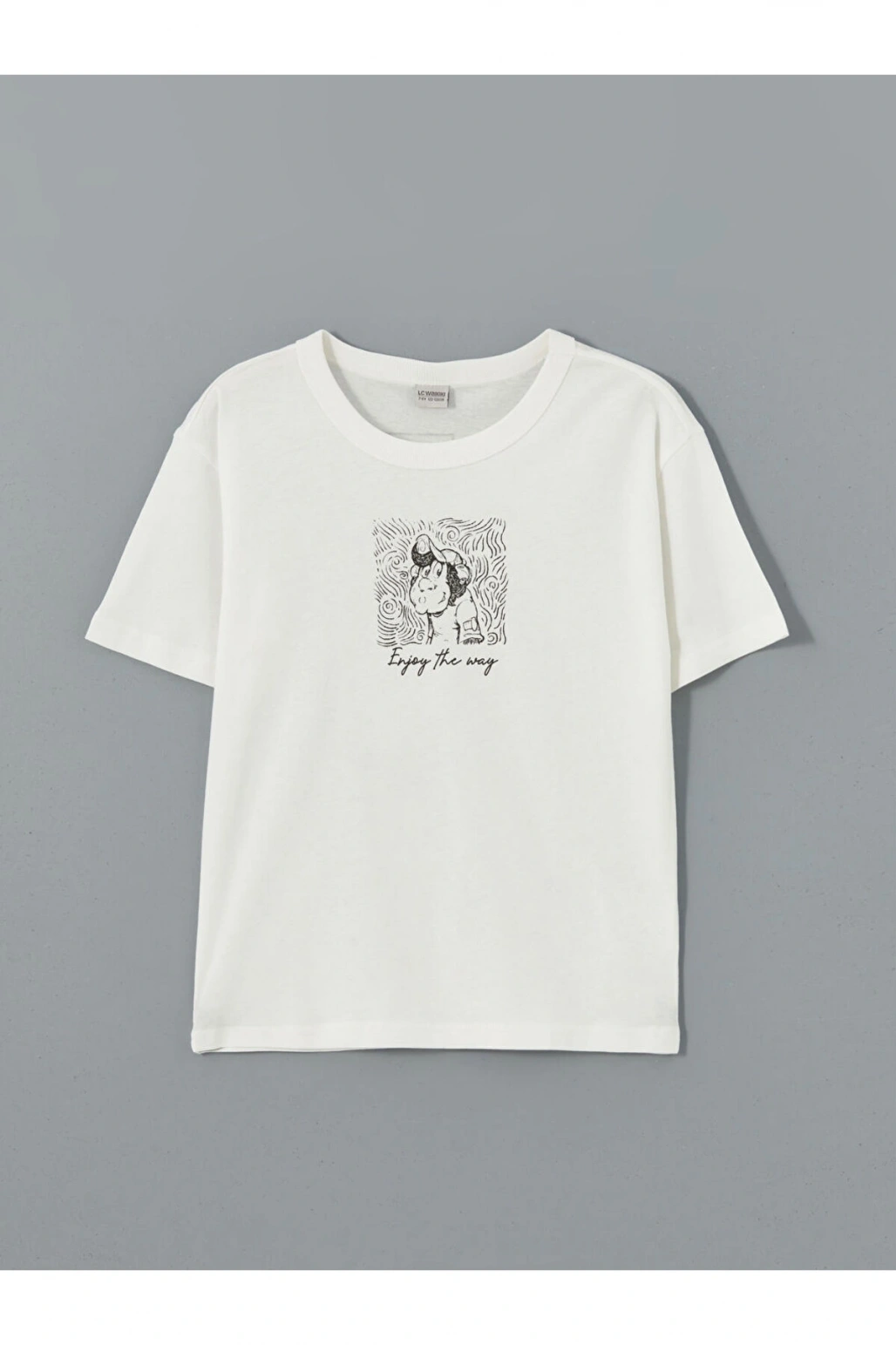 LCW Kids Bisiklet Yaka Nostaljik Maymun Baskılı Erkek Çocuk Tişört