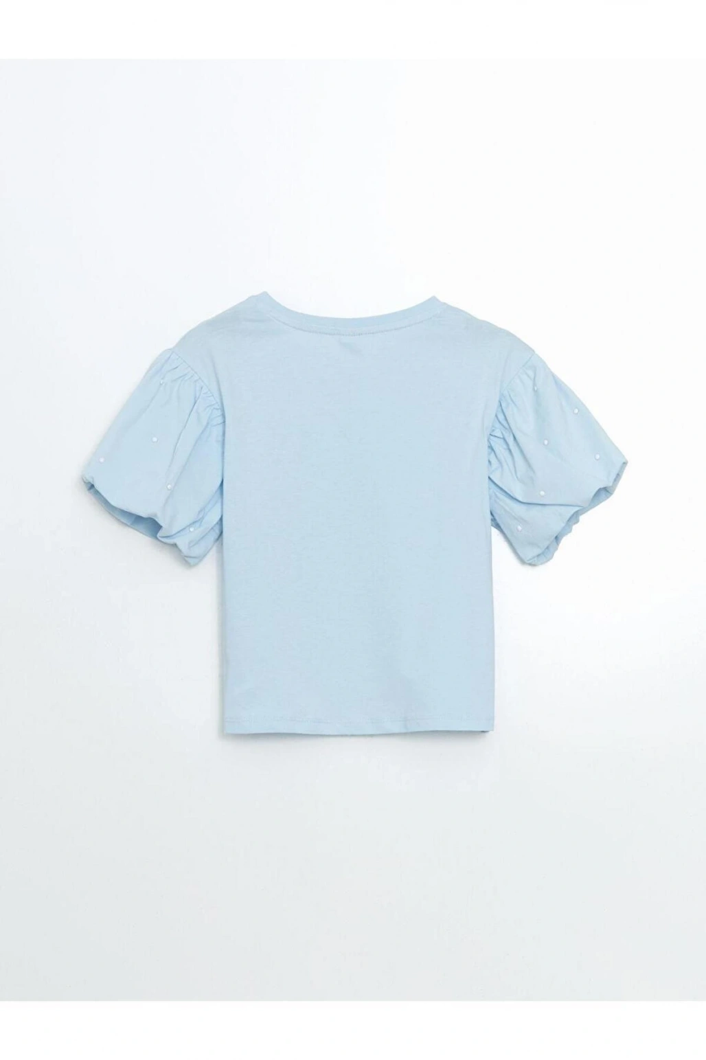 LCW Kids Bisiklet Yaka Taşlı Kız Çocuk Crop Tişört