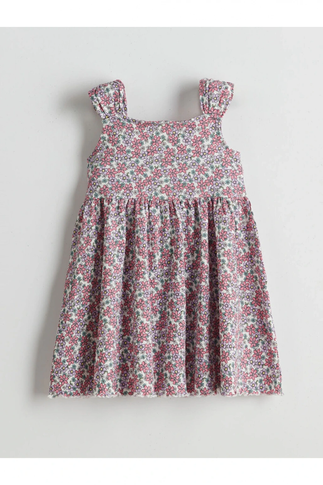 LCW Kids Çiçek Desenli Pileli Kız Çocuk Elbise