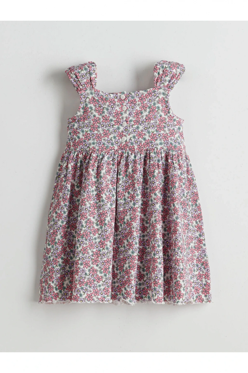 LCW Kids Çiçek Desenli Pileli Kız Çocuk Elbise