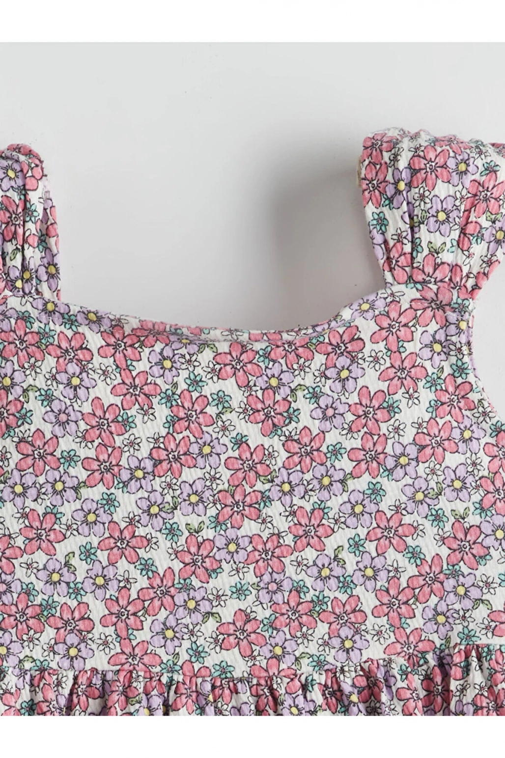 LCW Kids Çiçek Desenli Pileli Kız Çocuk Elbise