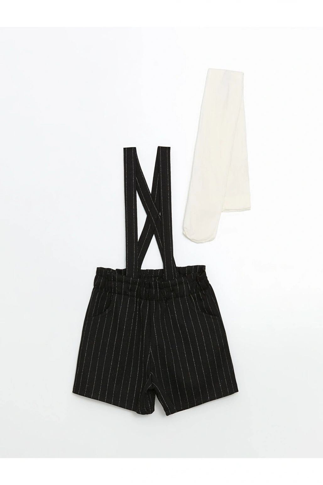 LCW Kids Çizgili Askılı Kız Çocuk Şort ve Külotlu Çorap 2li