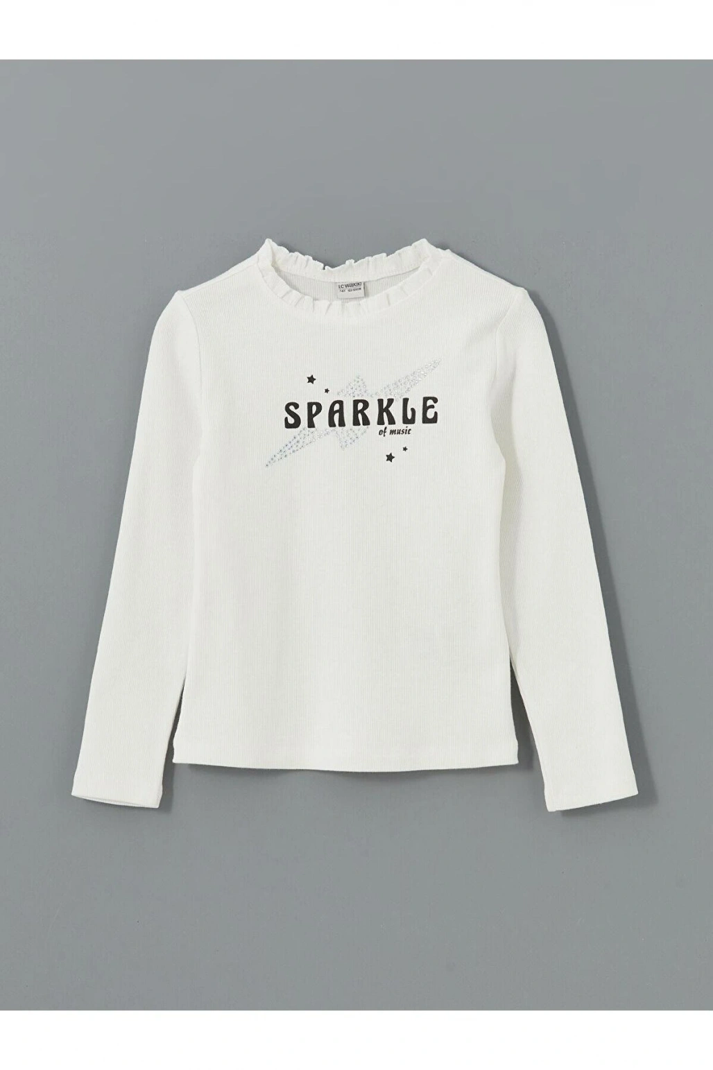 LCW Kids Dik Yaka Taş Baskılı Kız Çocuk Tişört