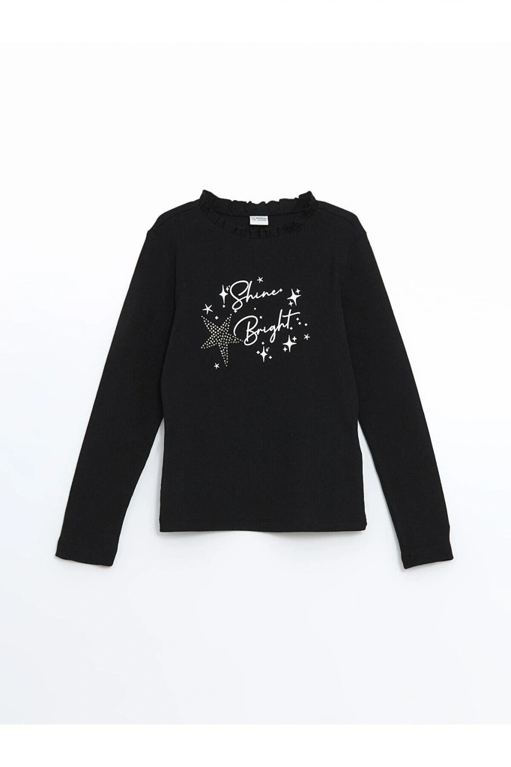 LCW Kids Dik Yaka Taş Baskılı Kız Çocuk Tişört