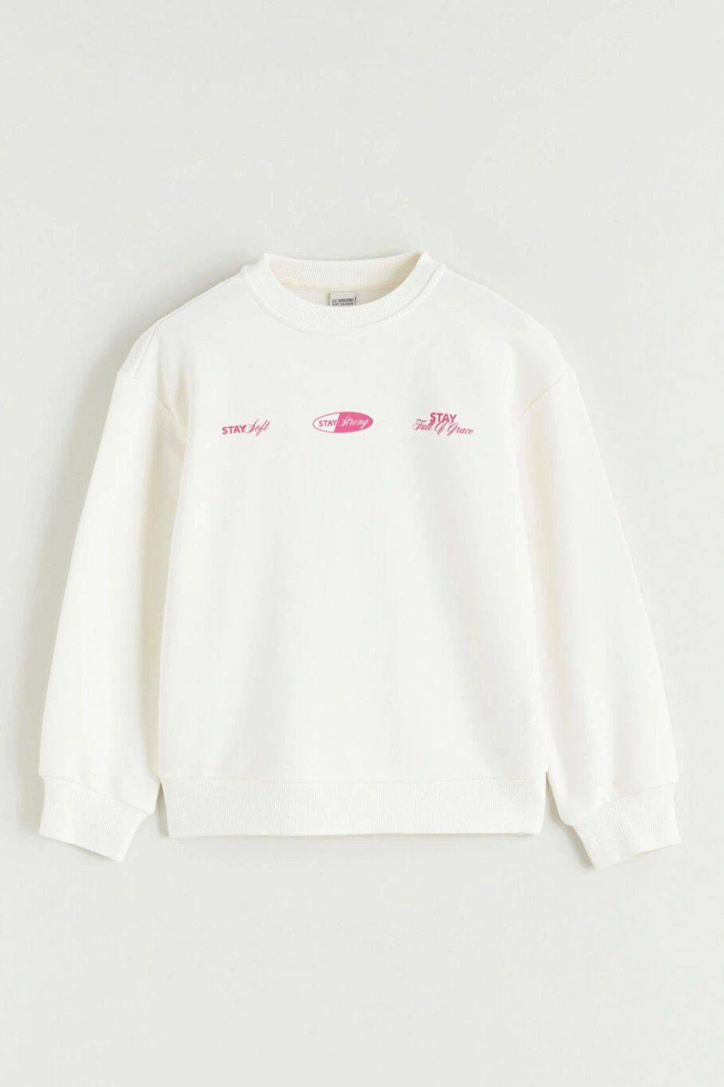 LCW Kids Ekru Baskılı Kız Çocuk Sweatshirt