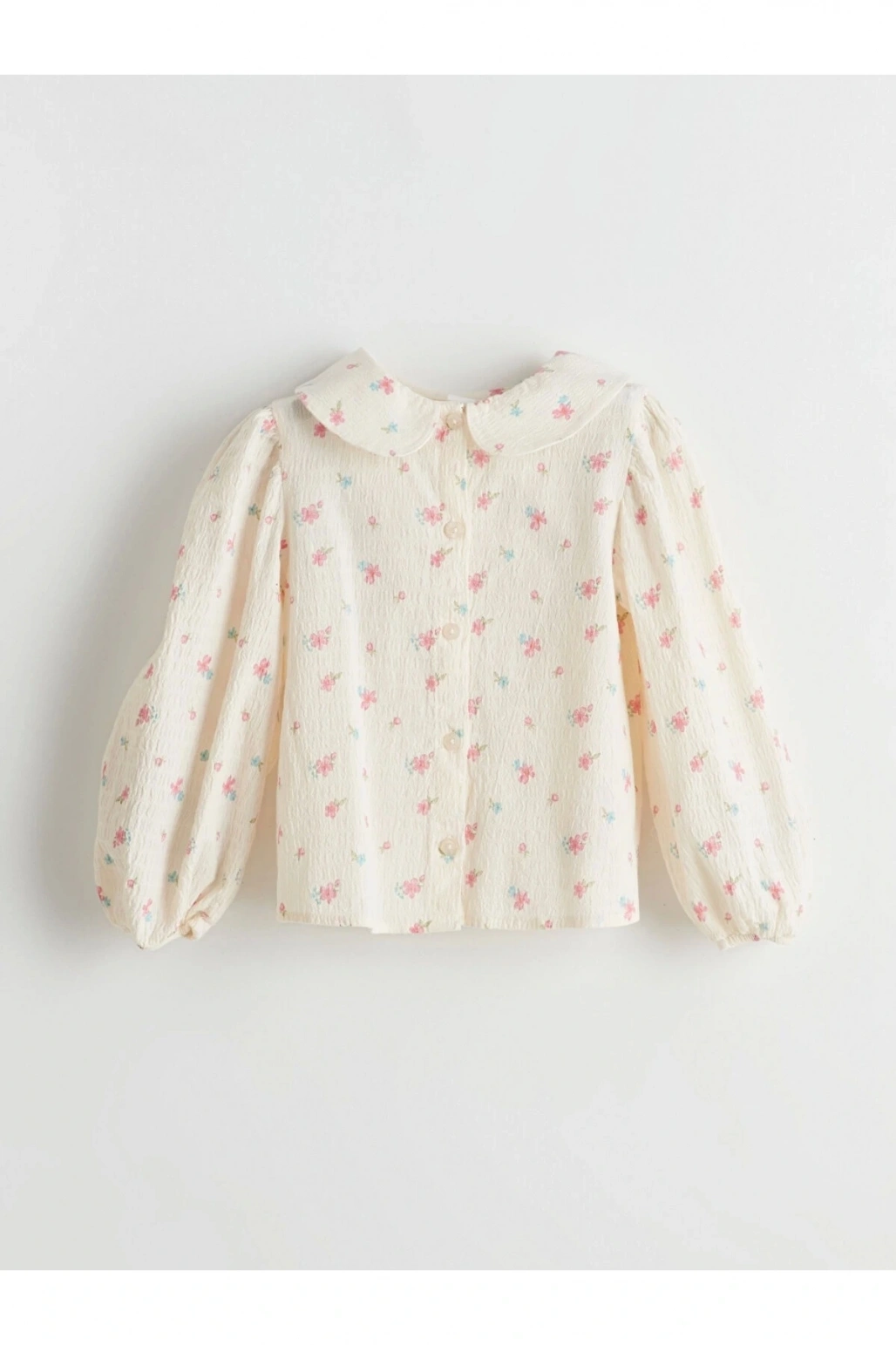 Lcw Kids Ekru Bebe Yaka Çiçekli Kız Çocuk Gömlek