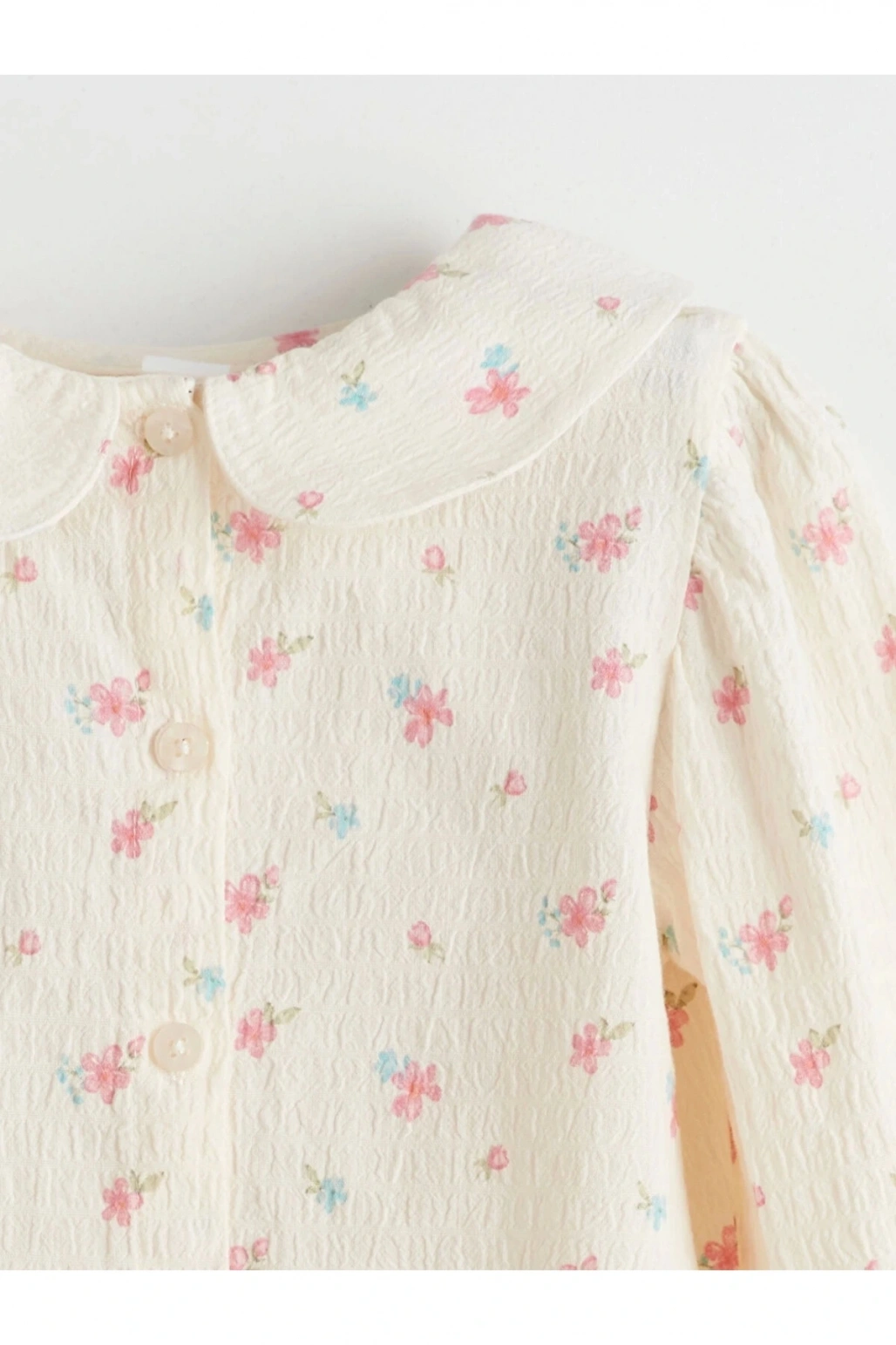Lcw Kids Ekru Bebe Yaka Çiçekli Kız Çocuk Gömlek